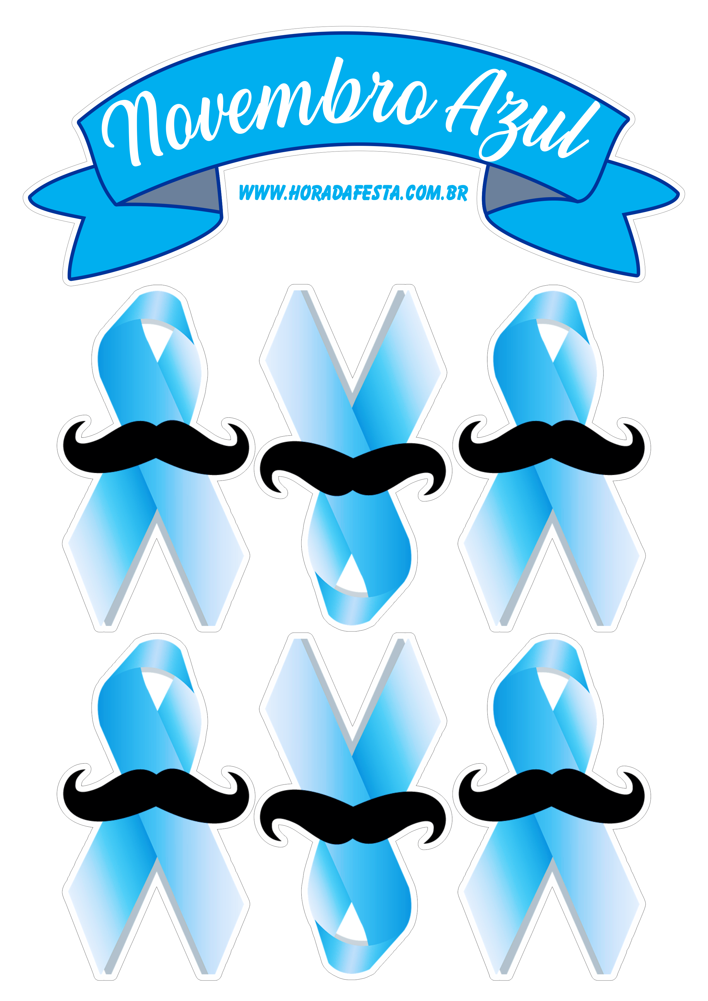 Novembro azul topo de bolo para imprimir mês de prevenção ao câncer de próstata design png