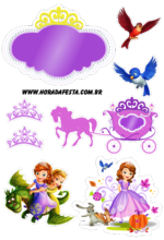 Topo de bolo para imprimir princesas disney animação infantil festa de  aniversário rosa parabéns castelo coroa e estrelas png
