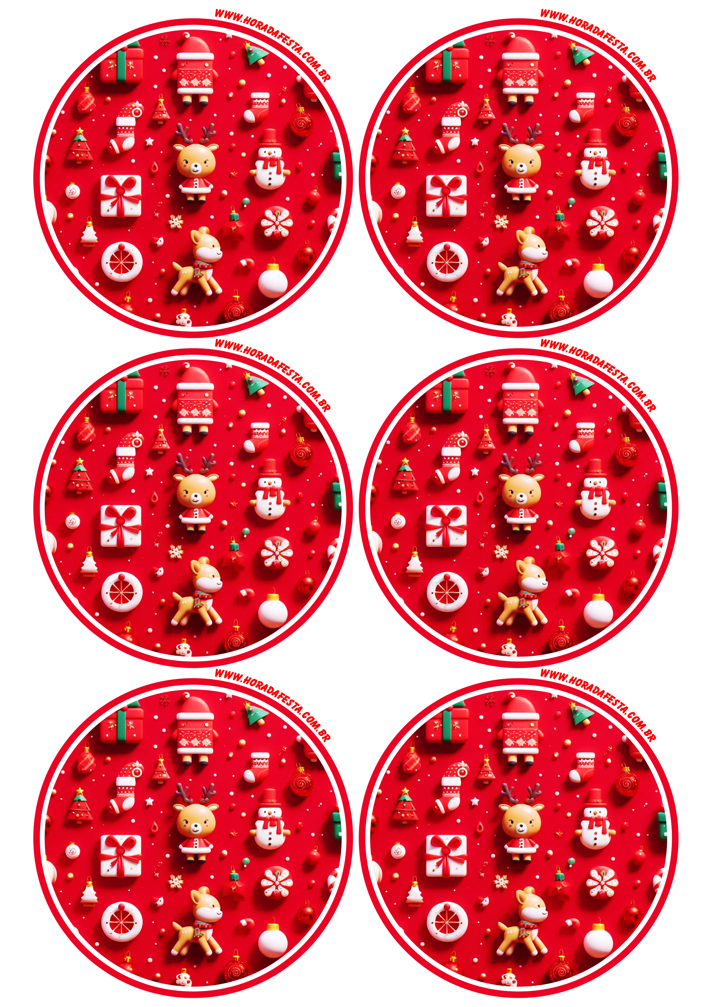 Adesivo redondo tag sticker tema de natal 6 imagens png