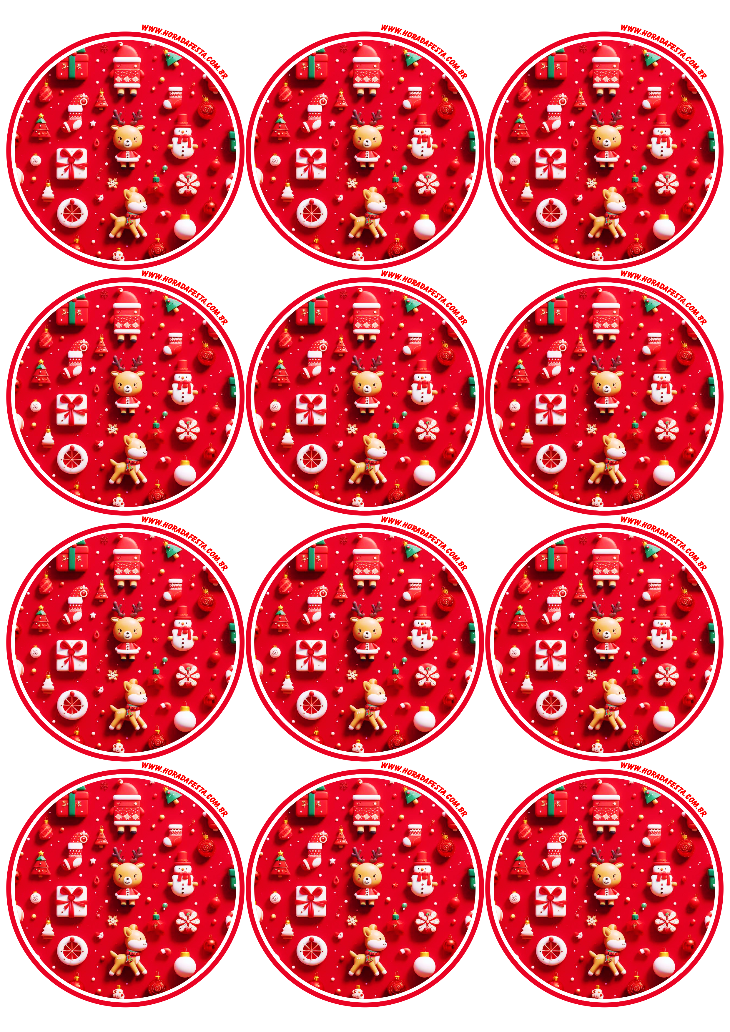 Adesivo redondo tag sticker tema de natal 12 imagens png