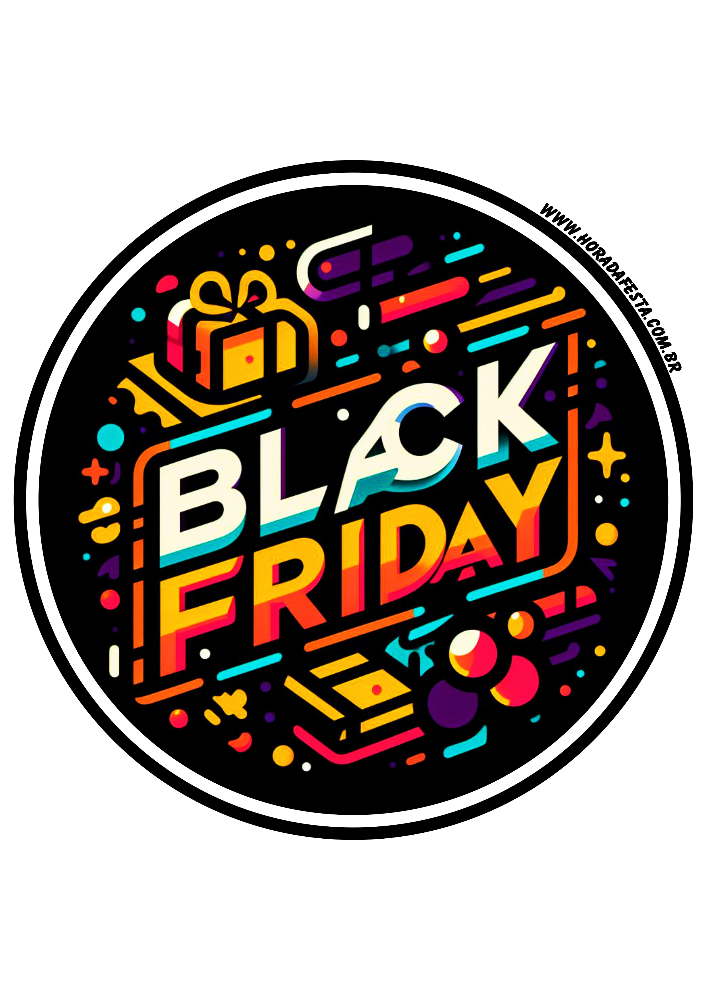 Black Friday adesivo redondo tag sticker painel artes gráficas png