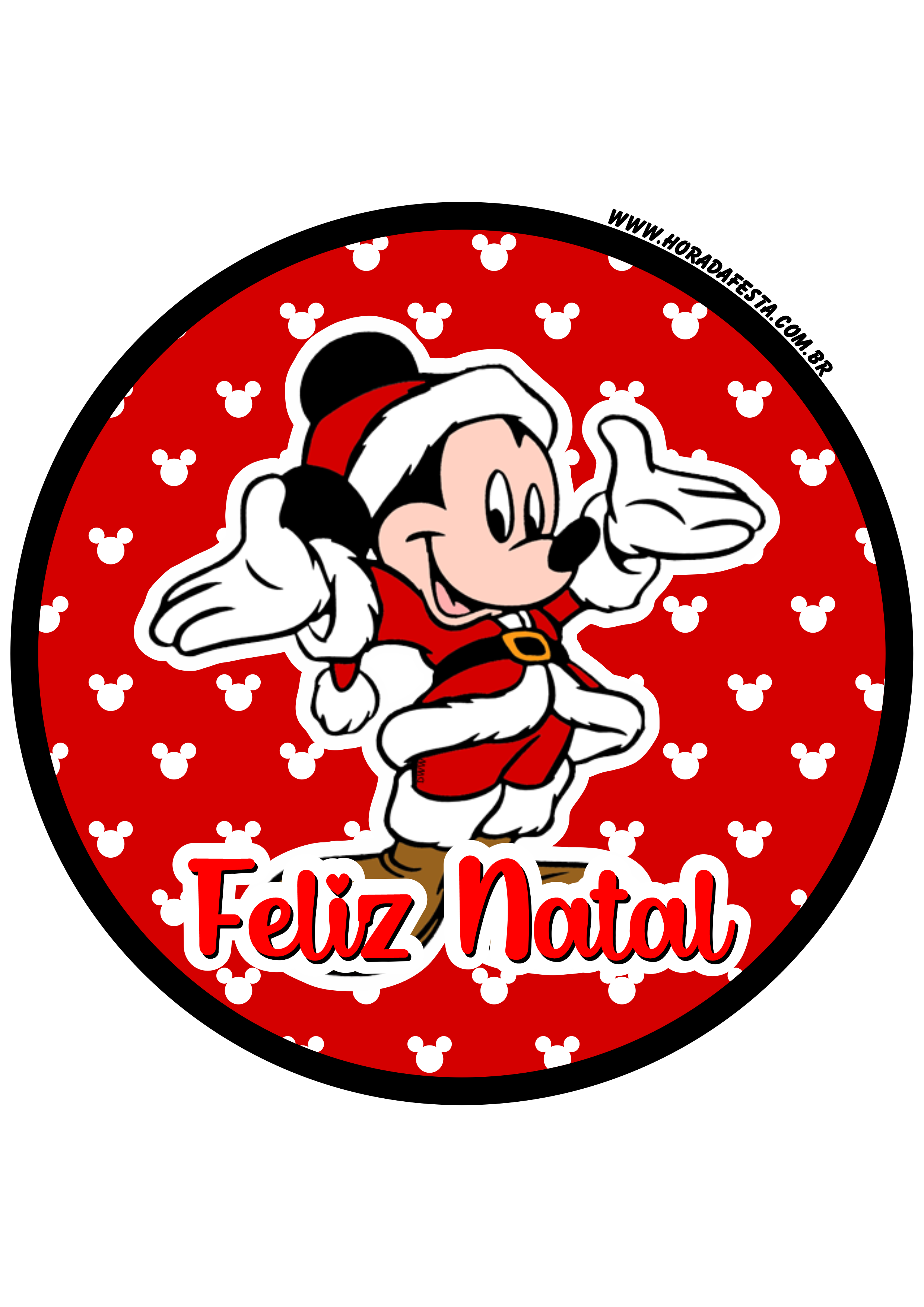 Feliz natal Mickey Mouse Disney adesivo redondo tag sticker painel png