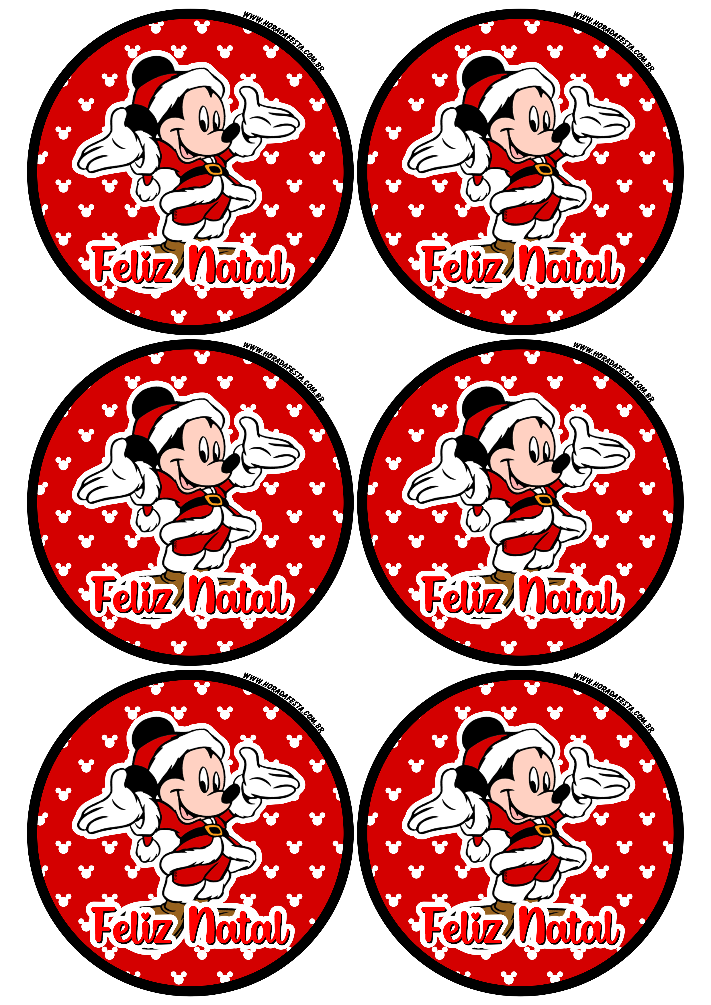 Feliz natal Mickey Mouse Disney adesivo redondo tag sticker 6 imagens png
