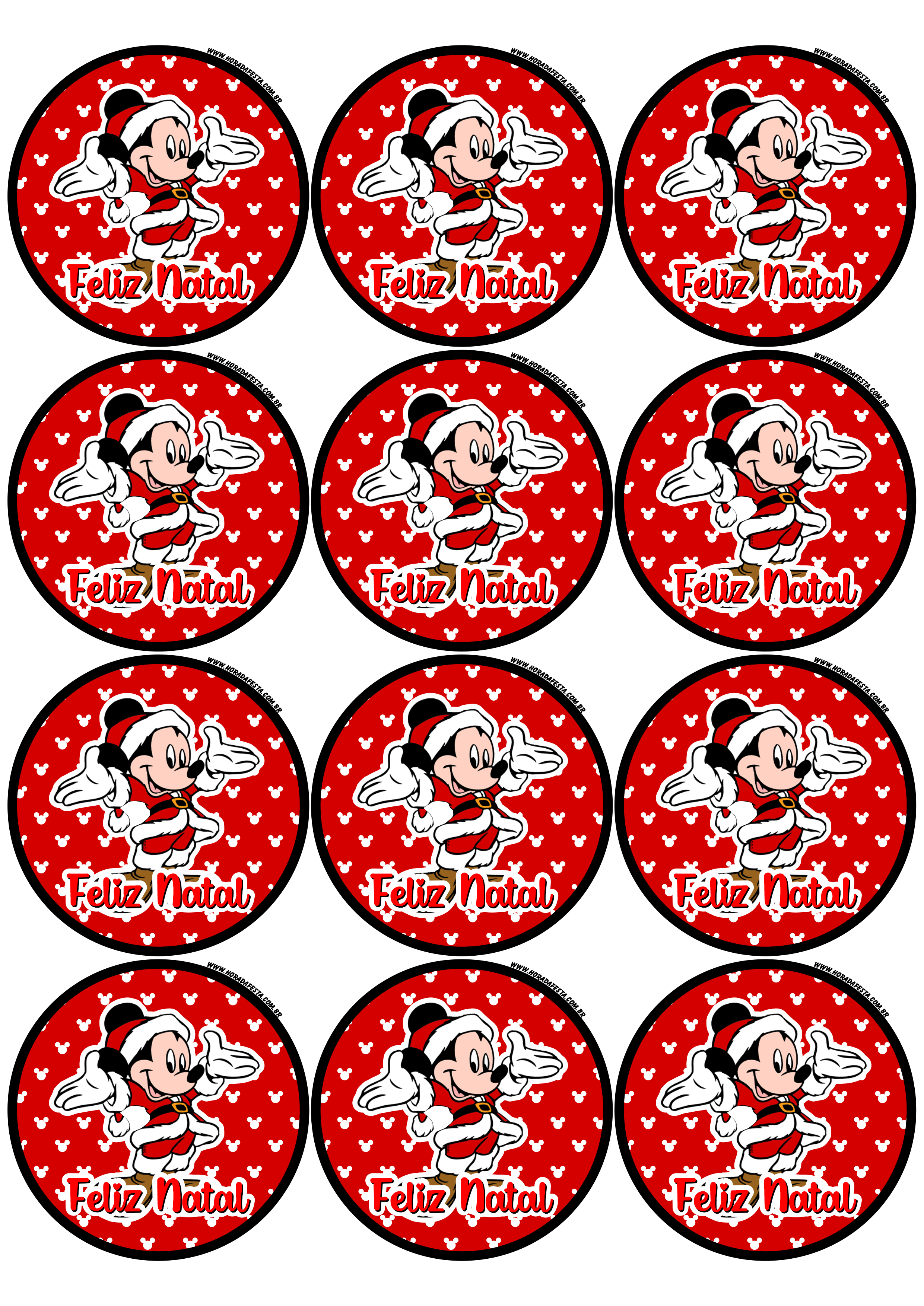 Feliz natal Mickey Mouse Disney adesivo redondo tag sticker 12 imagens png