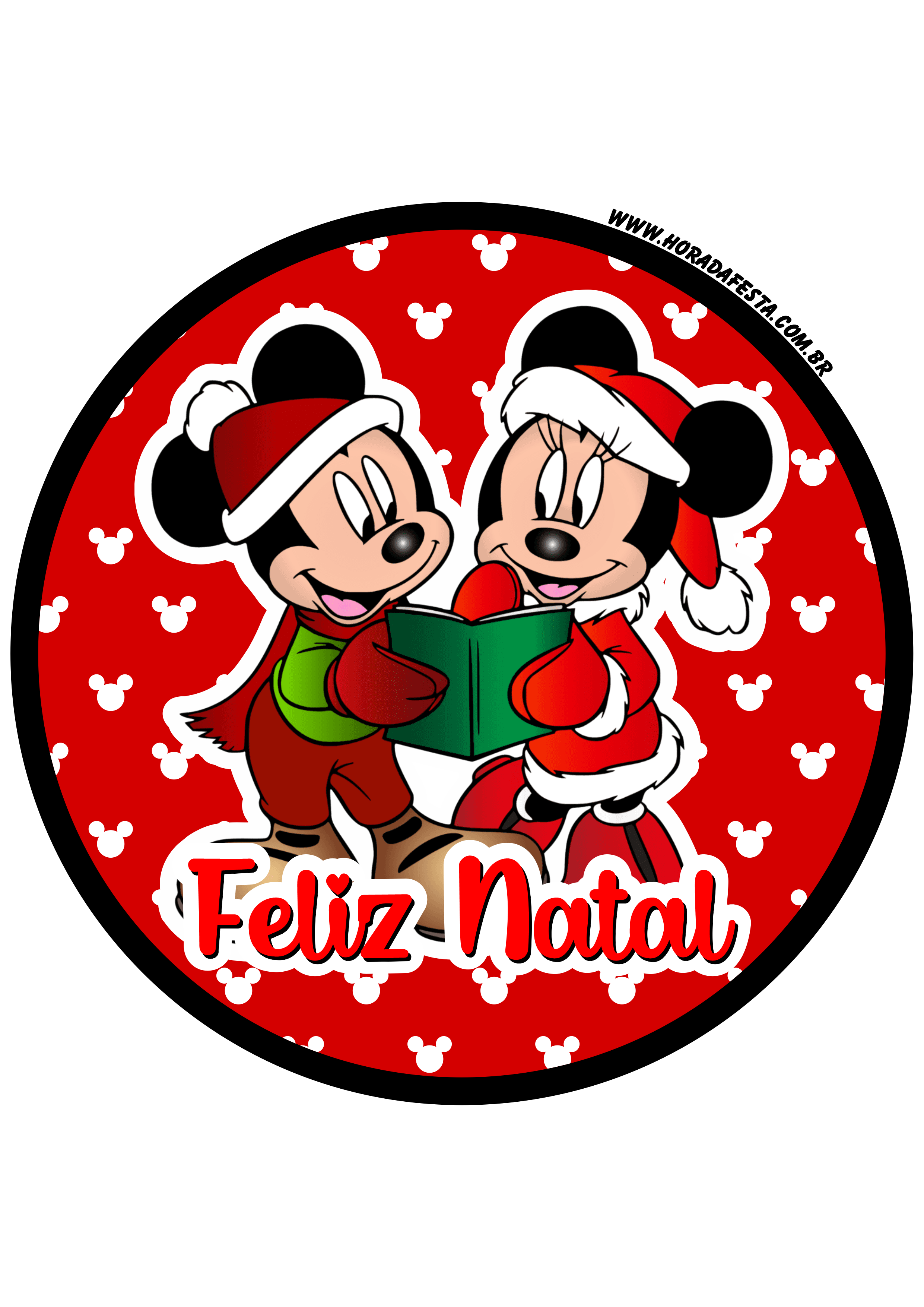 Feliz natal Mickey Mouse Disney adesivo redondo tag sticker painel mimos de papelaria png