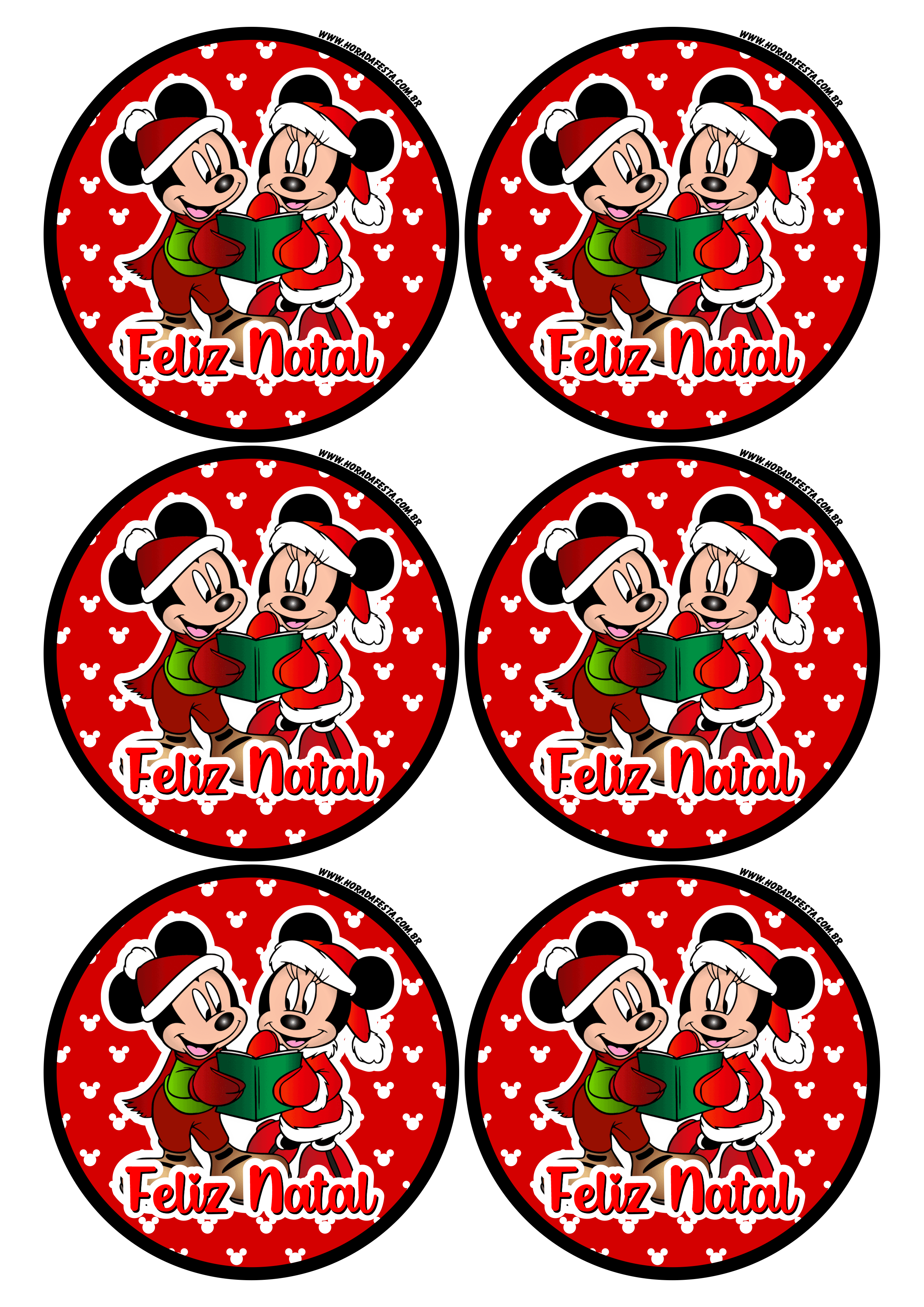 Feliz natal Mickey Mouse Disney adesivo redondo tag sticker mimos de papelaria 6 imagens png