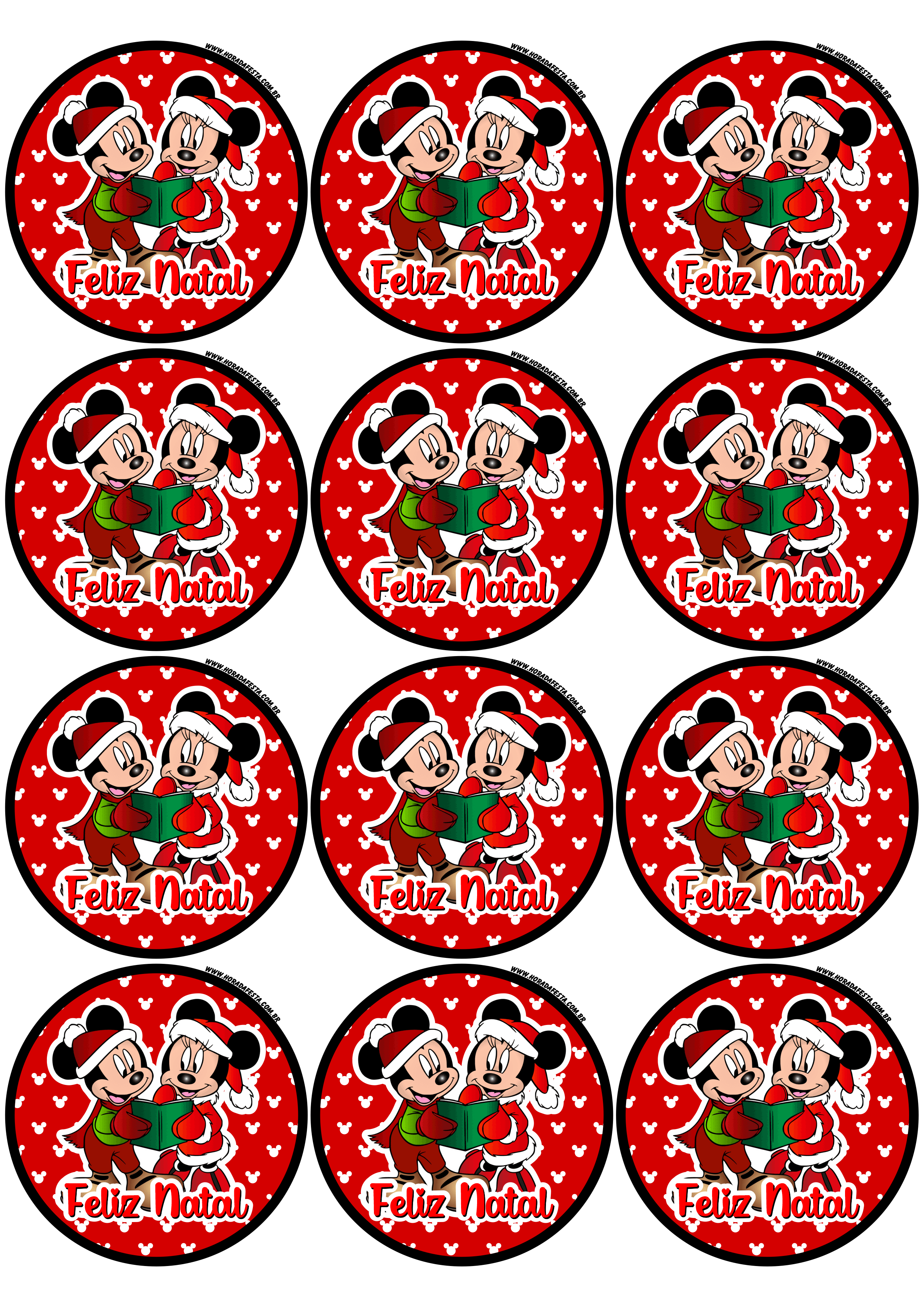Feliz natal Mickey Mouse Disney adesivo redondo tag sticker mimos de papelaria 12 imagens png