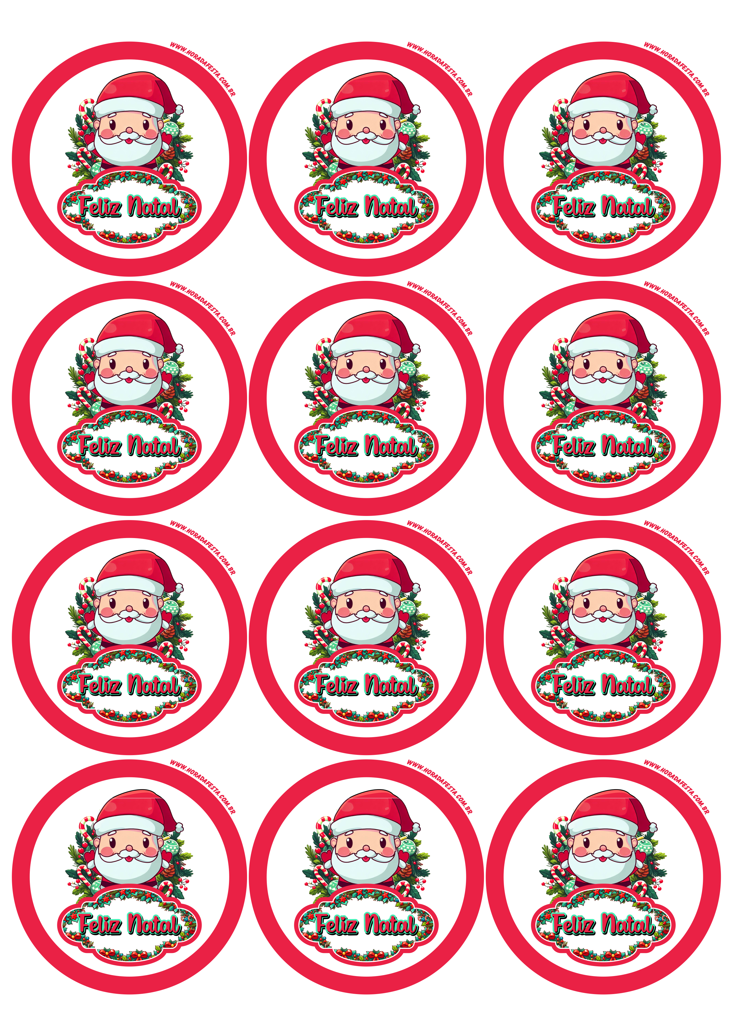 Feliz natal imagem de decoração papai noel artes gráficas adesivo tag sticker redondo 12 imagens png