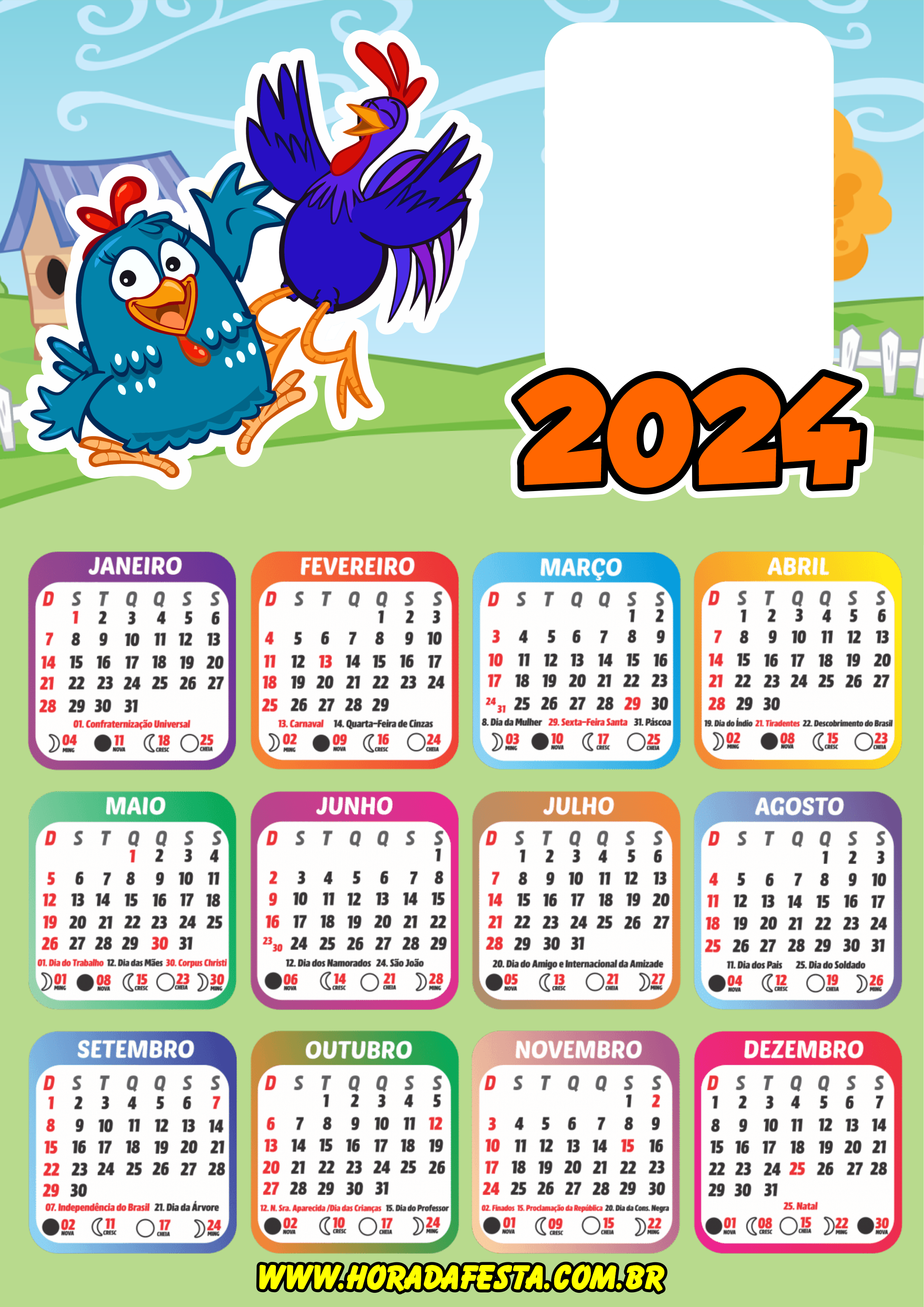 Galinha pintadinha calendário 2024 png