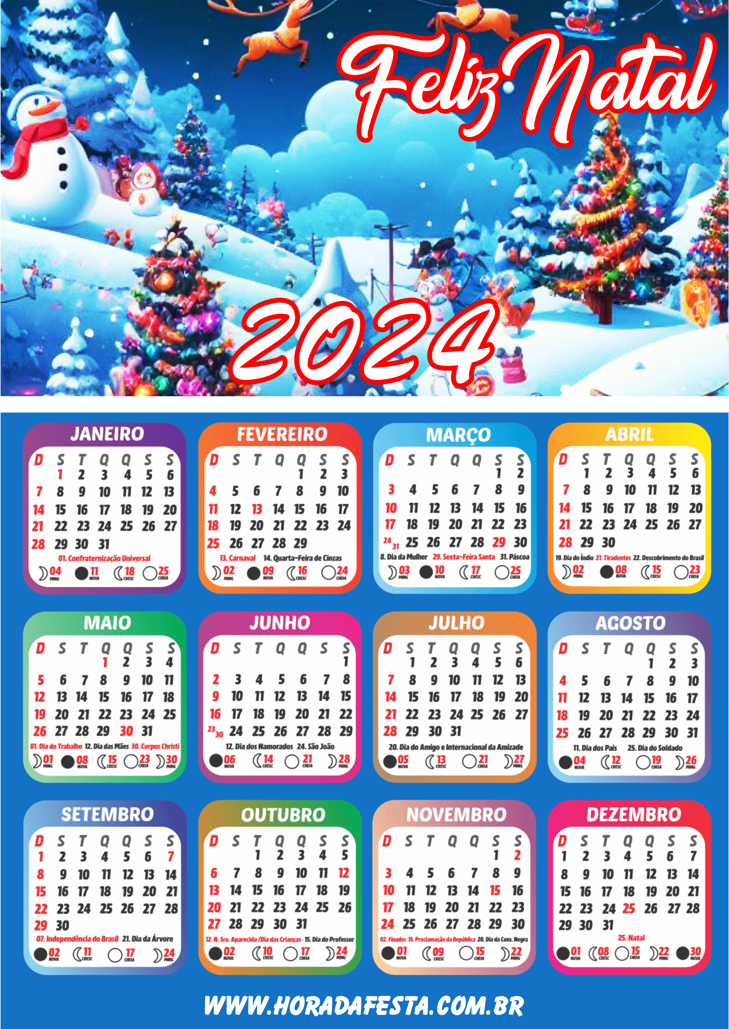 Feliz natal calendário 2024 png