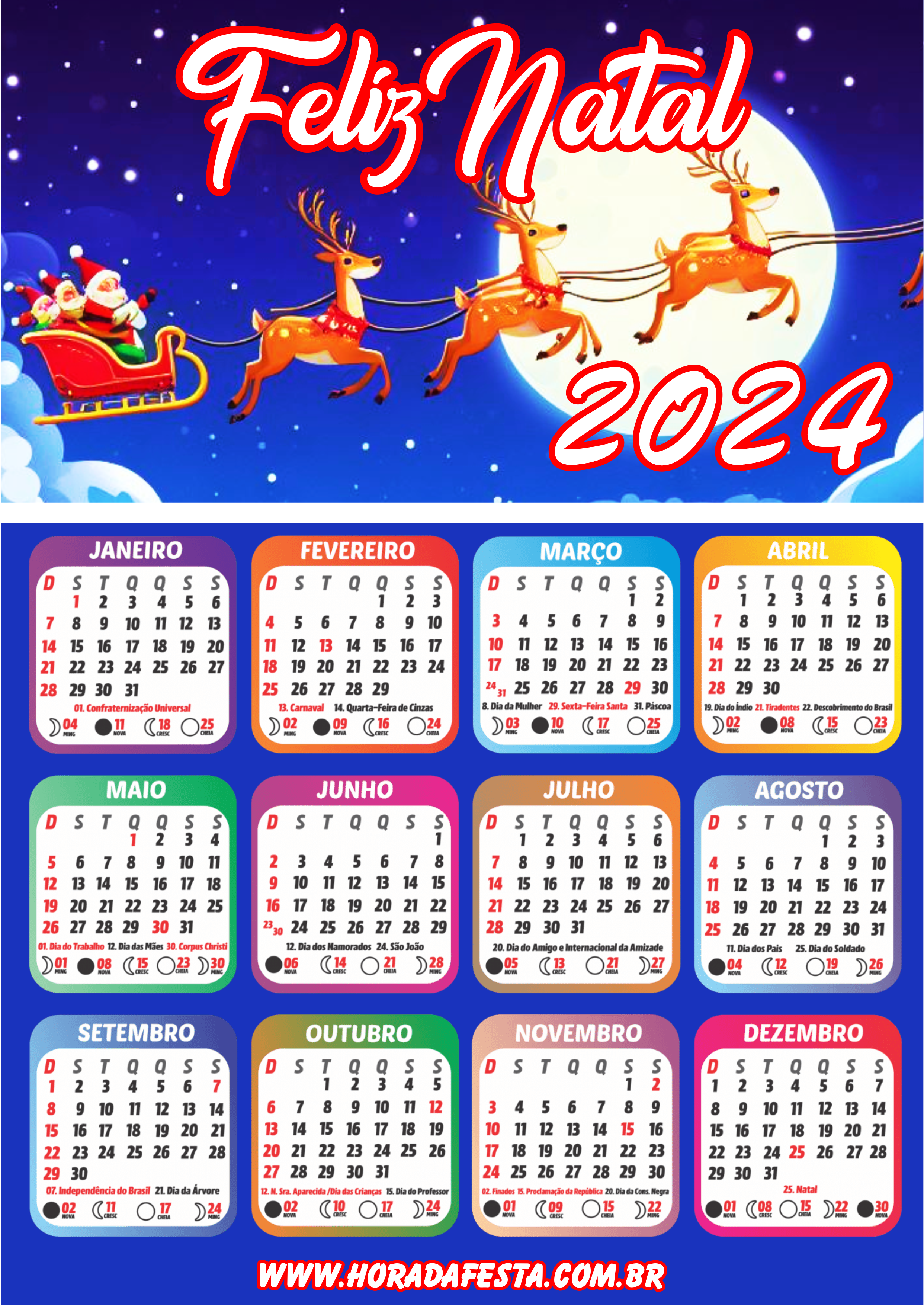 Feliz natal noite feliz calendário 2024 artigos de papelaria renda extra com personalizados artes gráficas lua png