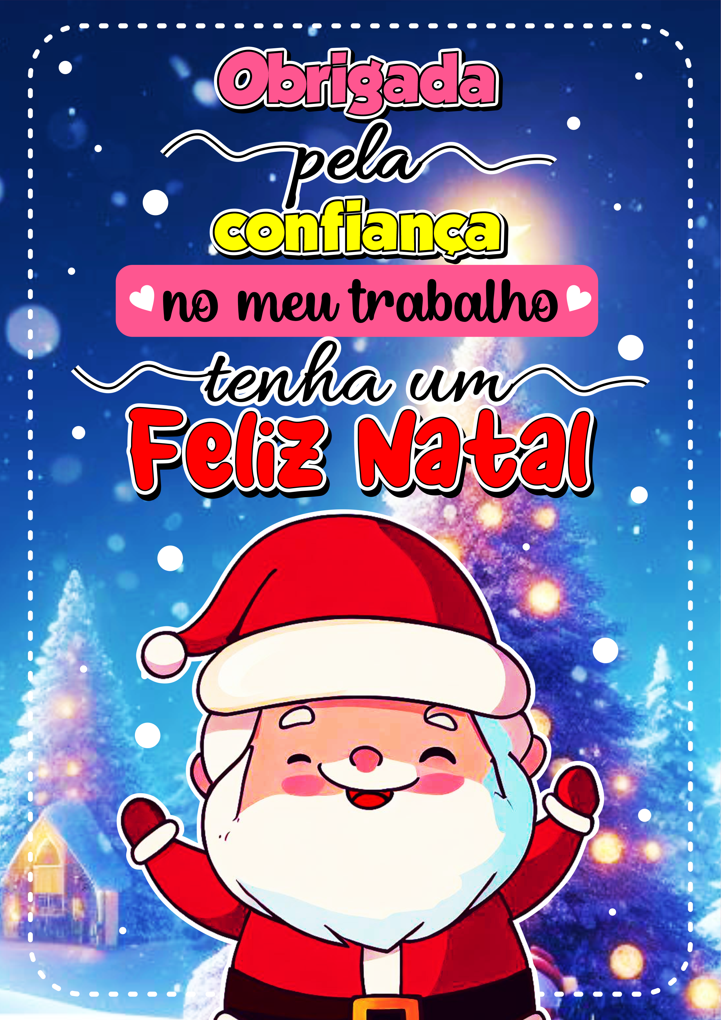 Feliz natal Obrigada pela confiança no meu trabalho lembrancinha para clientes renda extra com papelaria png