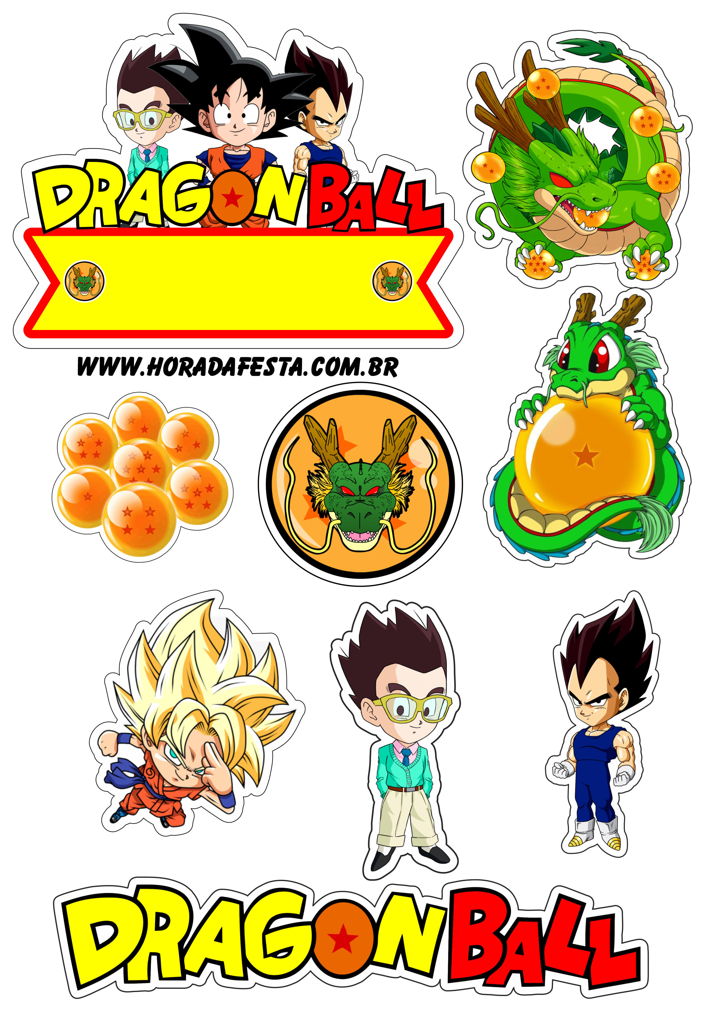 Dragon ball Z cute chibi decoração de aniversário topo de bolo para imprimir anime japonês png