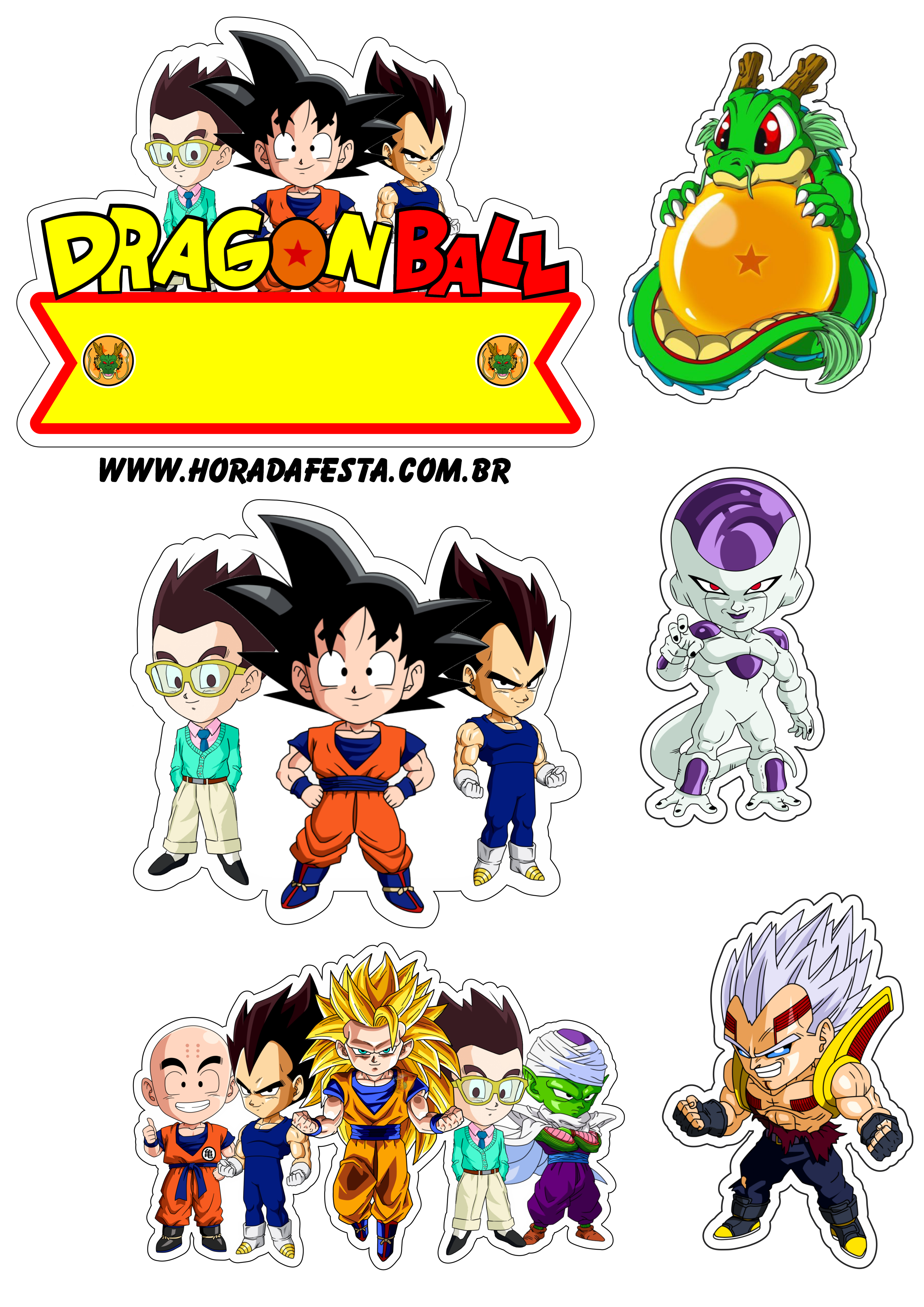 Dragon ball Z decoração de aniversário topo de bolo para imprimir png