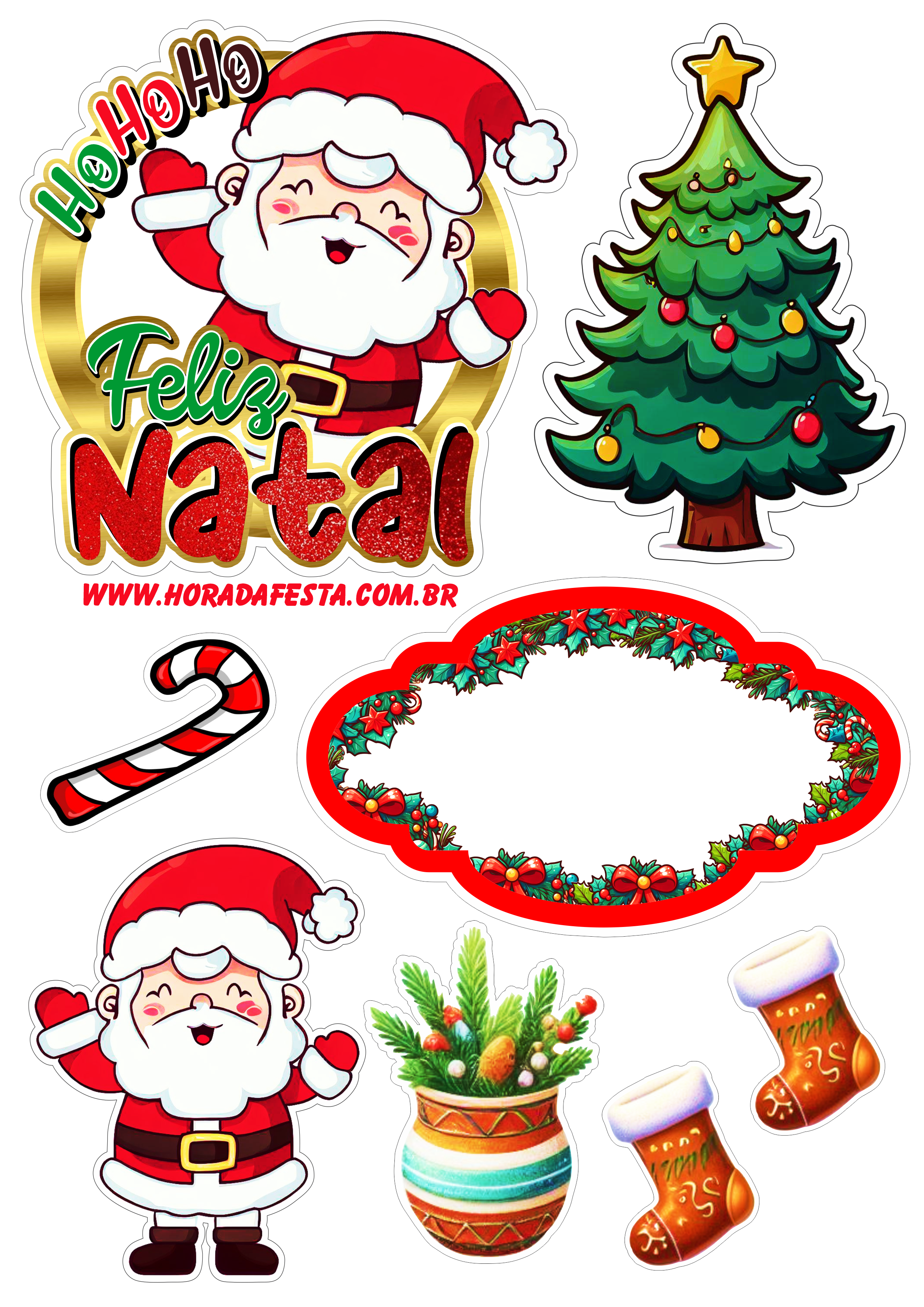 Feliz natal decoração de festa topo de bolo papai noel festa pronta árvore de natal personalizados png