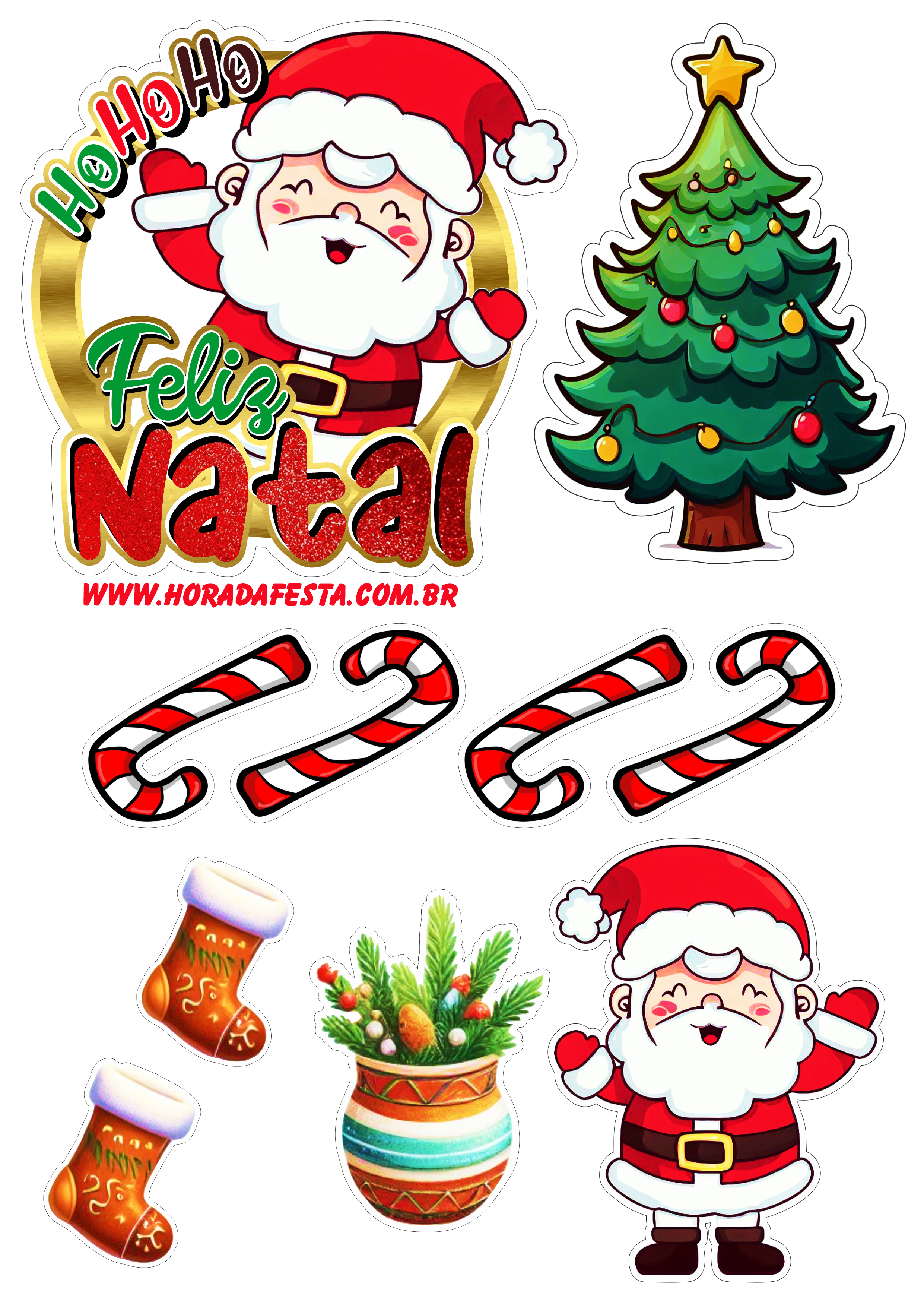 Feliz natal decoração de festa topo de bolo papai noel festa pronta árvore de natal personalizados papelaria png