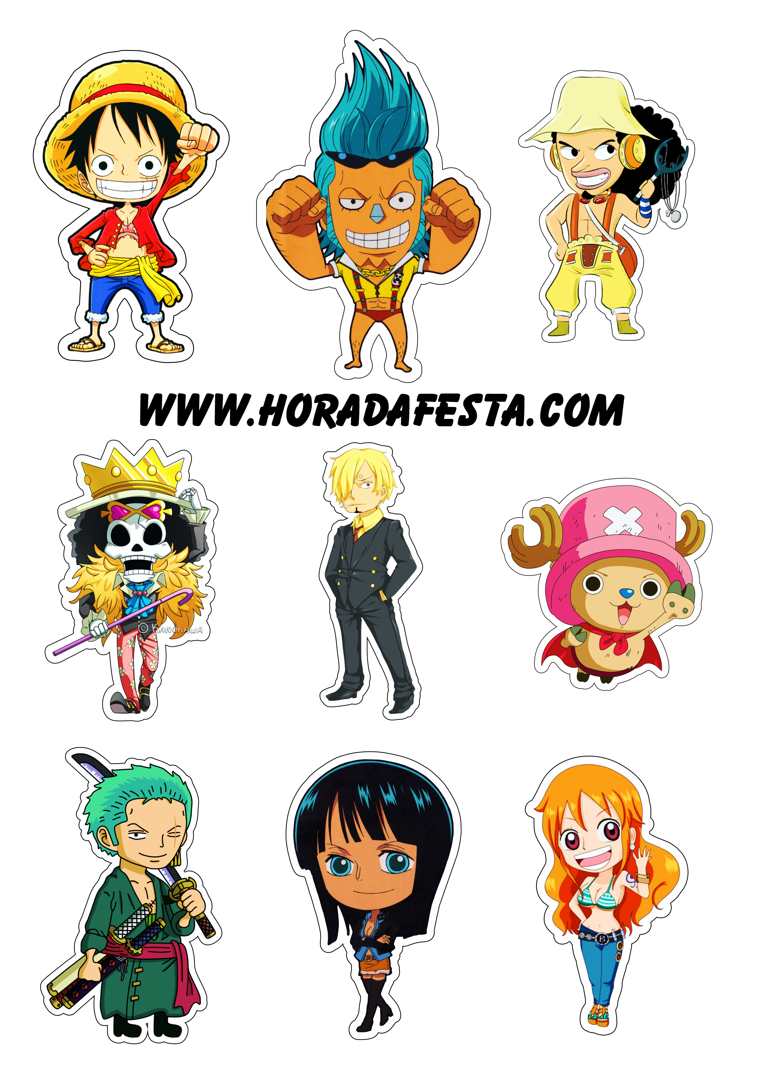 One piece personagens cute chibi adesivos e tags png