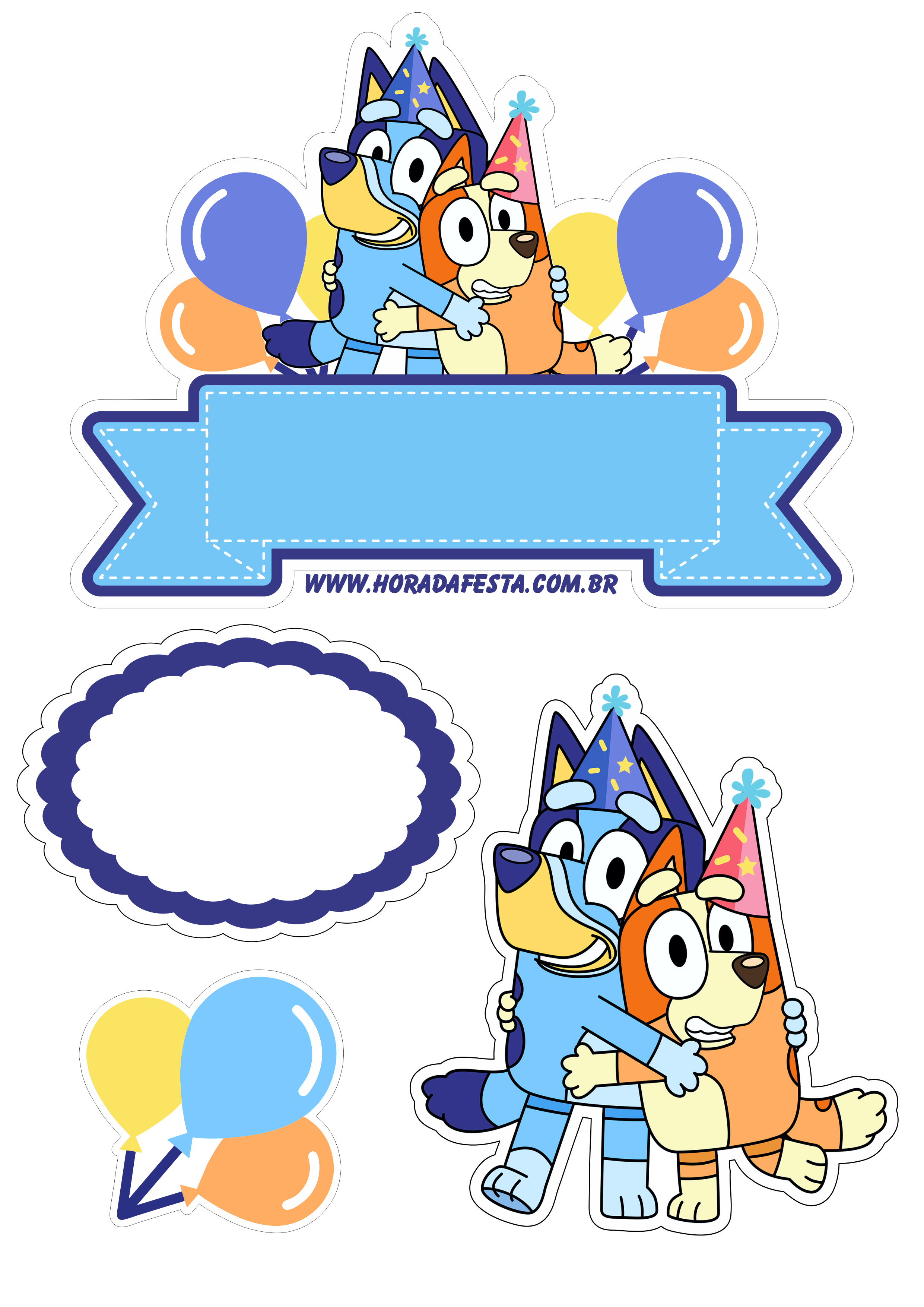 Topo de bolo para imprimir Bluey desenho disney cachorrinhos, bolo