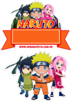 Topo de bolo Naruto cut chibi personagens fundo transparente png em 2023