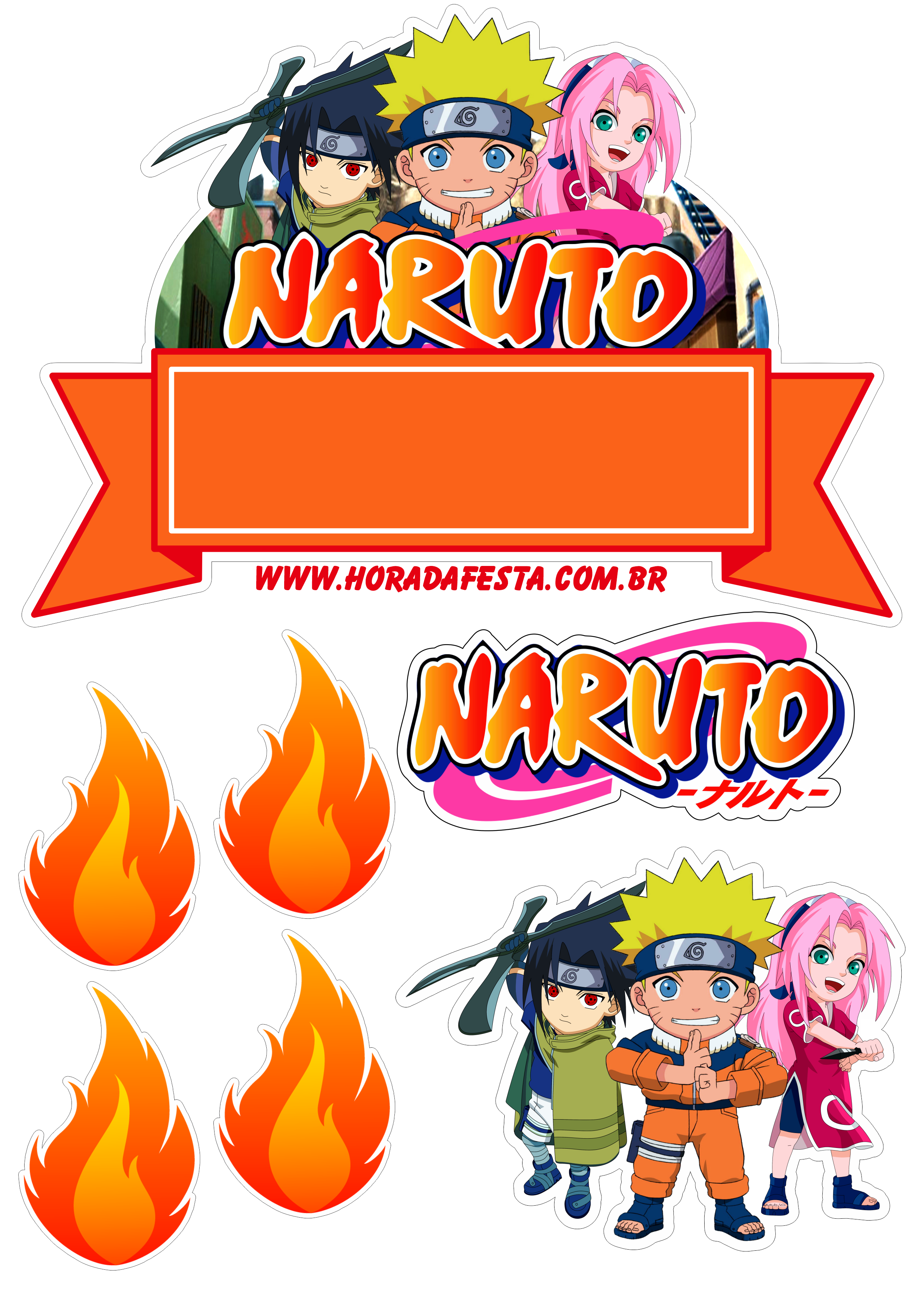 Topo de bolo Naruto topper persongens