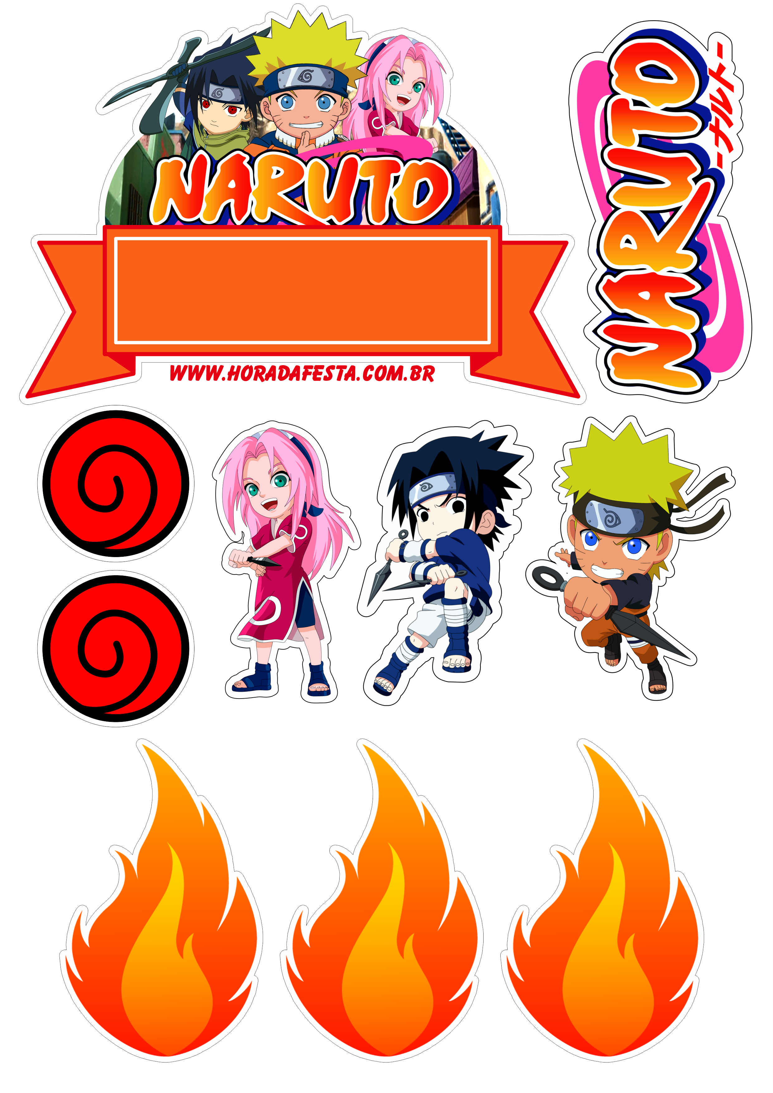 Topo de Bolo Naruto Com TODO - Todo Amor Personalizados