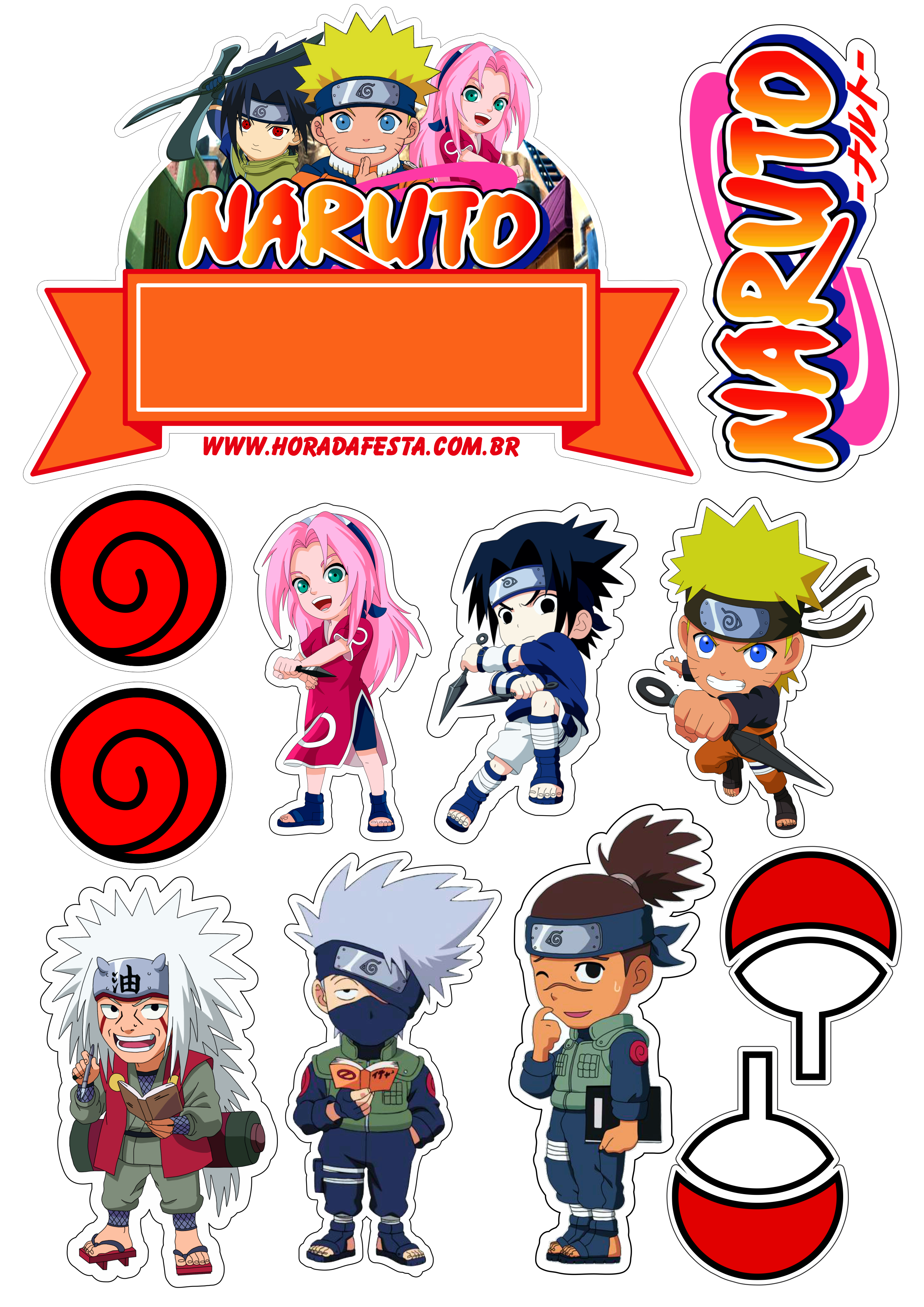 Cartelas de adesivos Sakura Haruno (Uchiha) Anime Naruto Classico,  Shippuden e Boruto