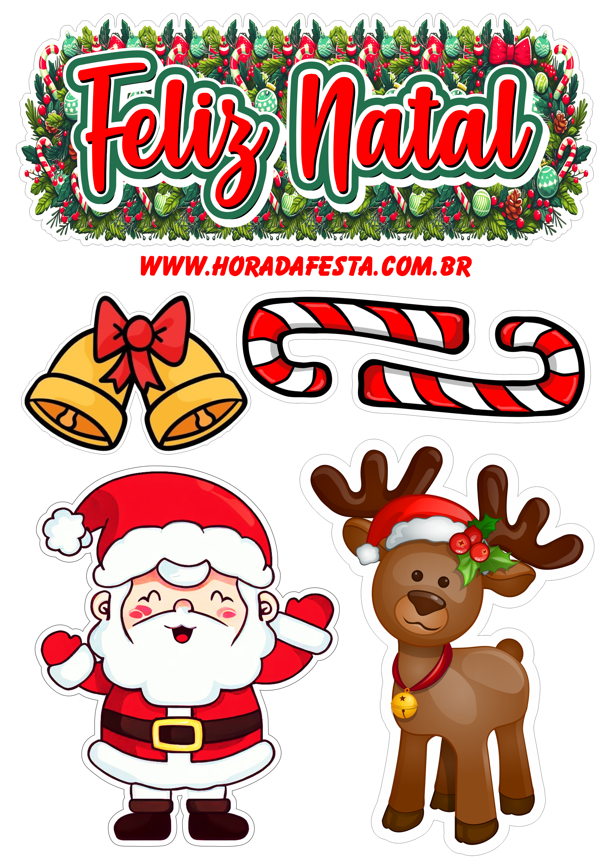 Topo de bolo para imprimir feliz natal papai noel design aniversário festa sinos e doces png