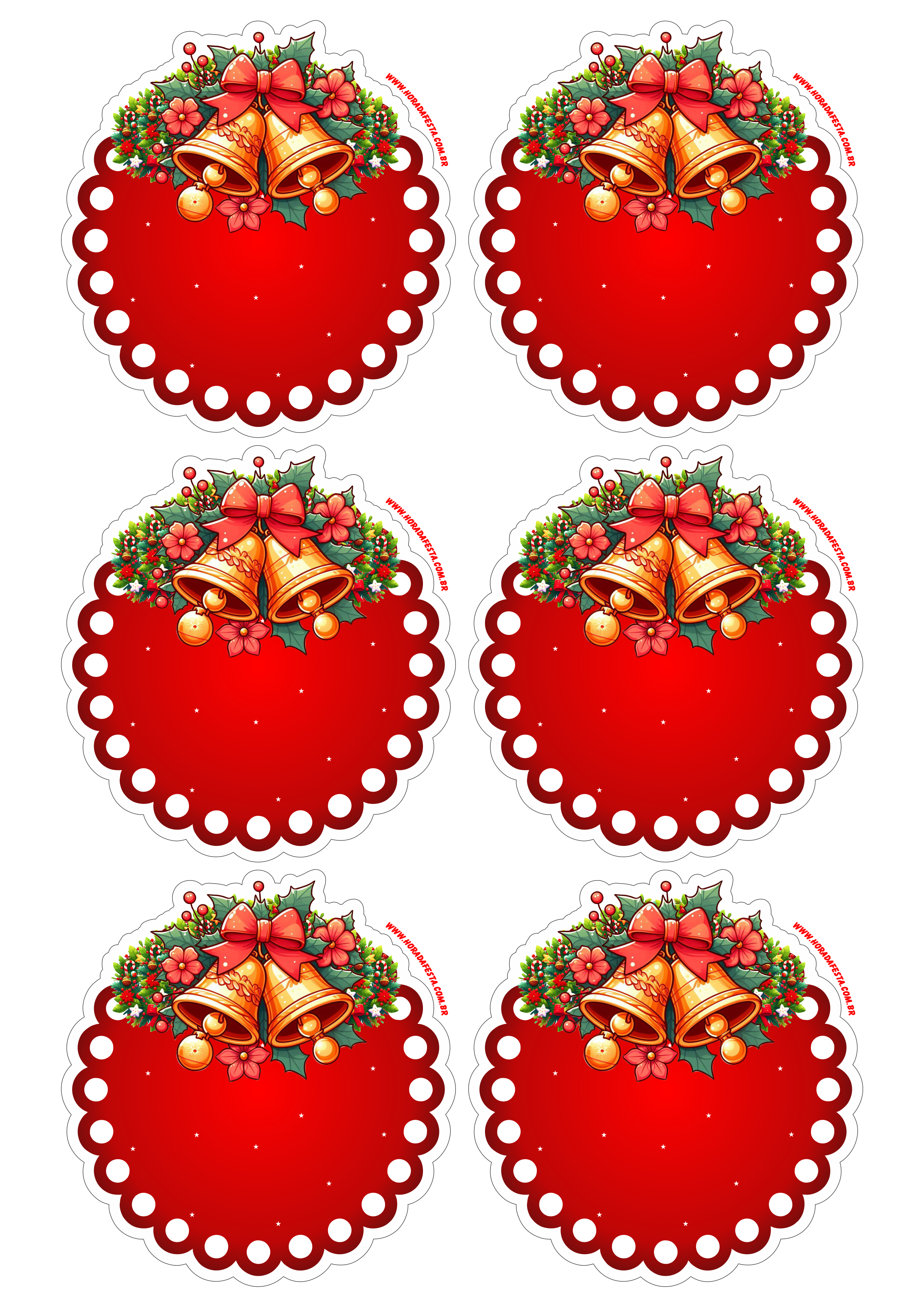 Decoração de natal adesivo tag sticker vermelho com contorno 6 imagens png