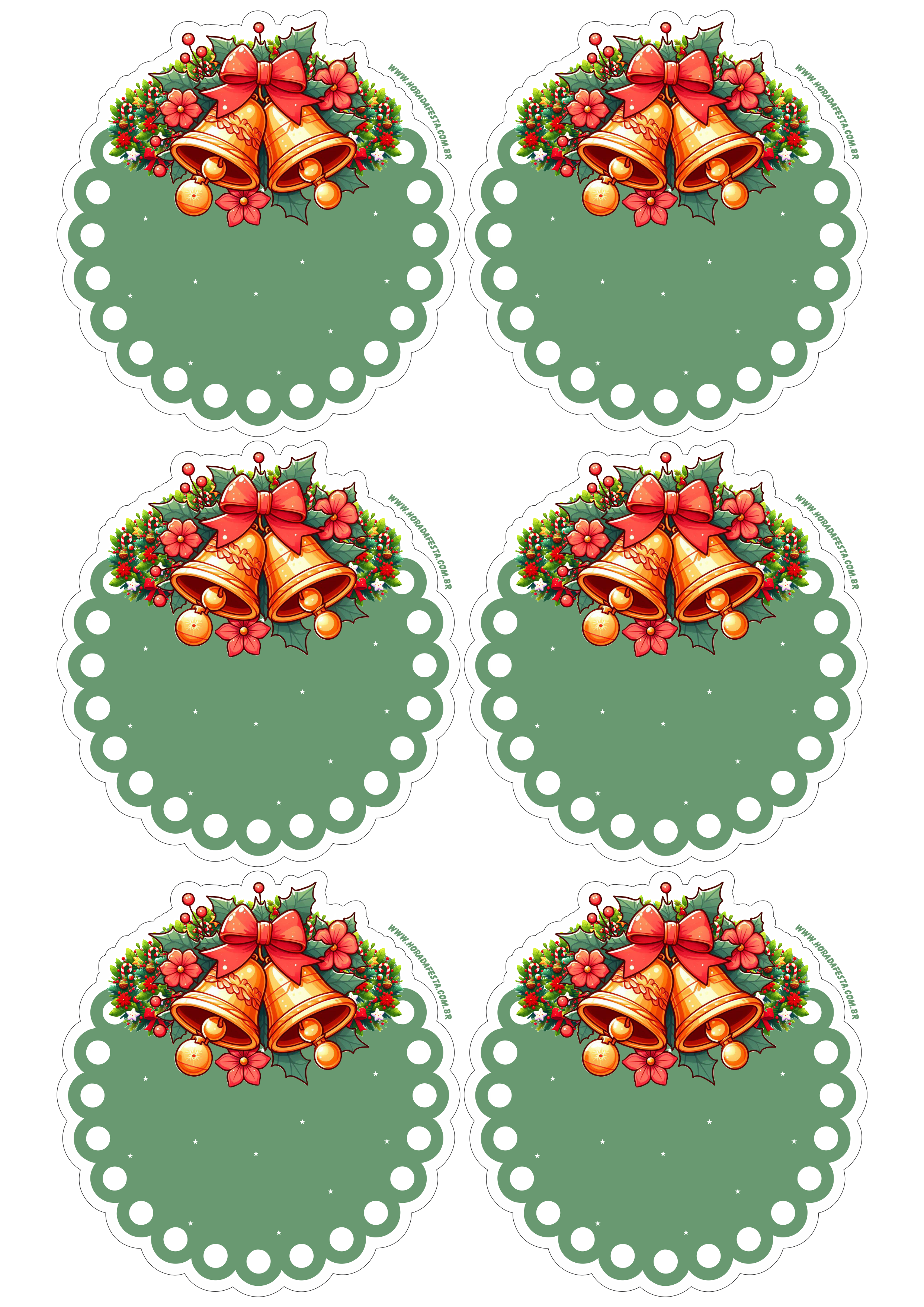 Decoração de natal adesivo tag sticker verde com contorno 6 imagens png