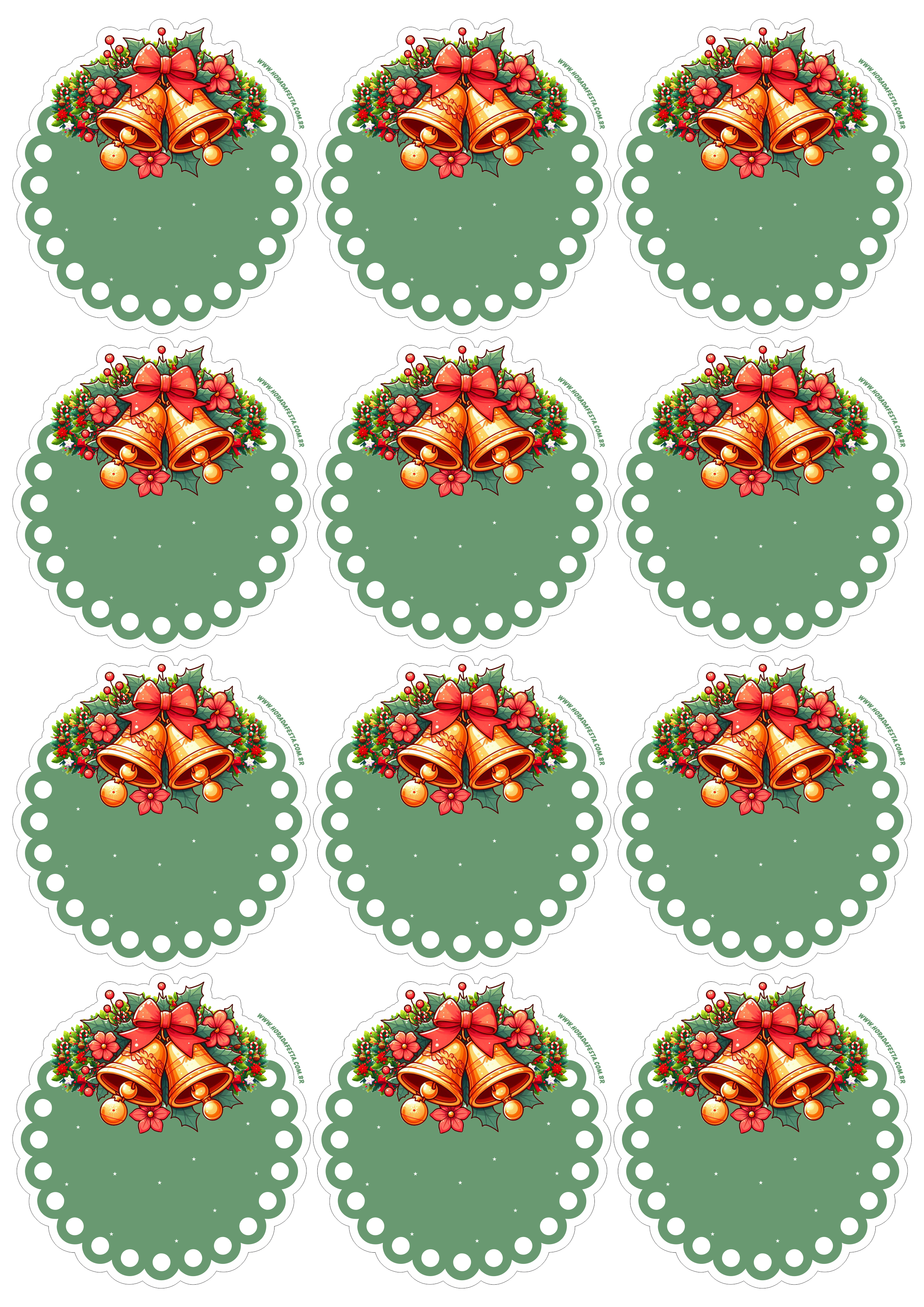 Decoração de natal adesivo tag sticker verde com contorno 12 imagens png