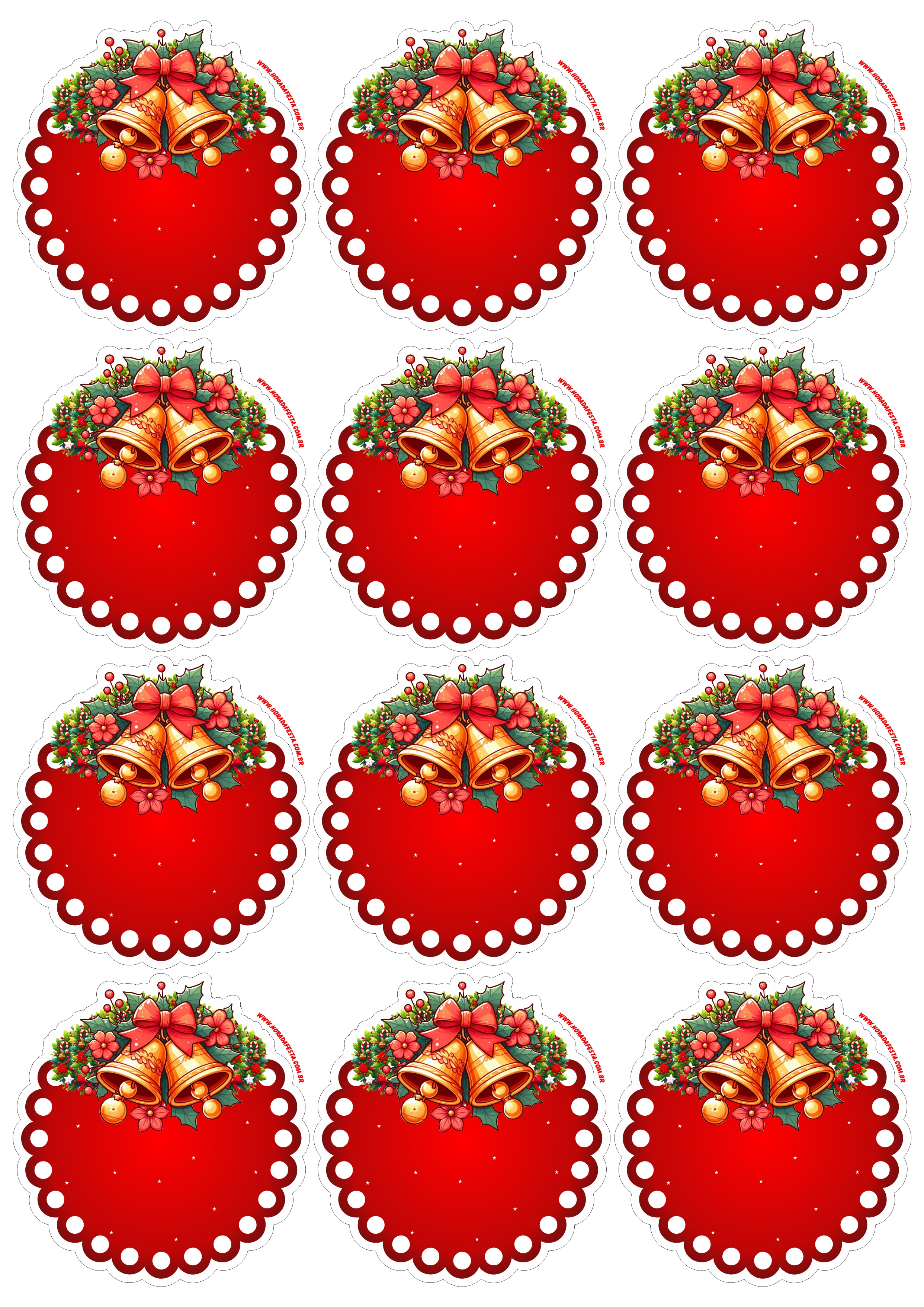 Decoração de natal adesivo tag sticker vermelho com contorno 12 imagens png