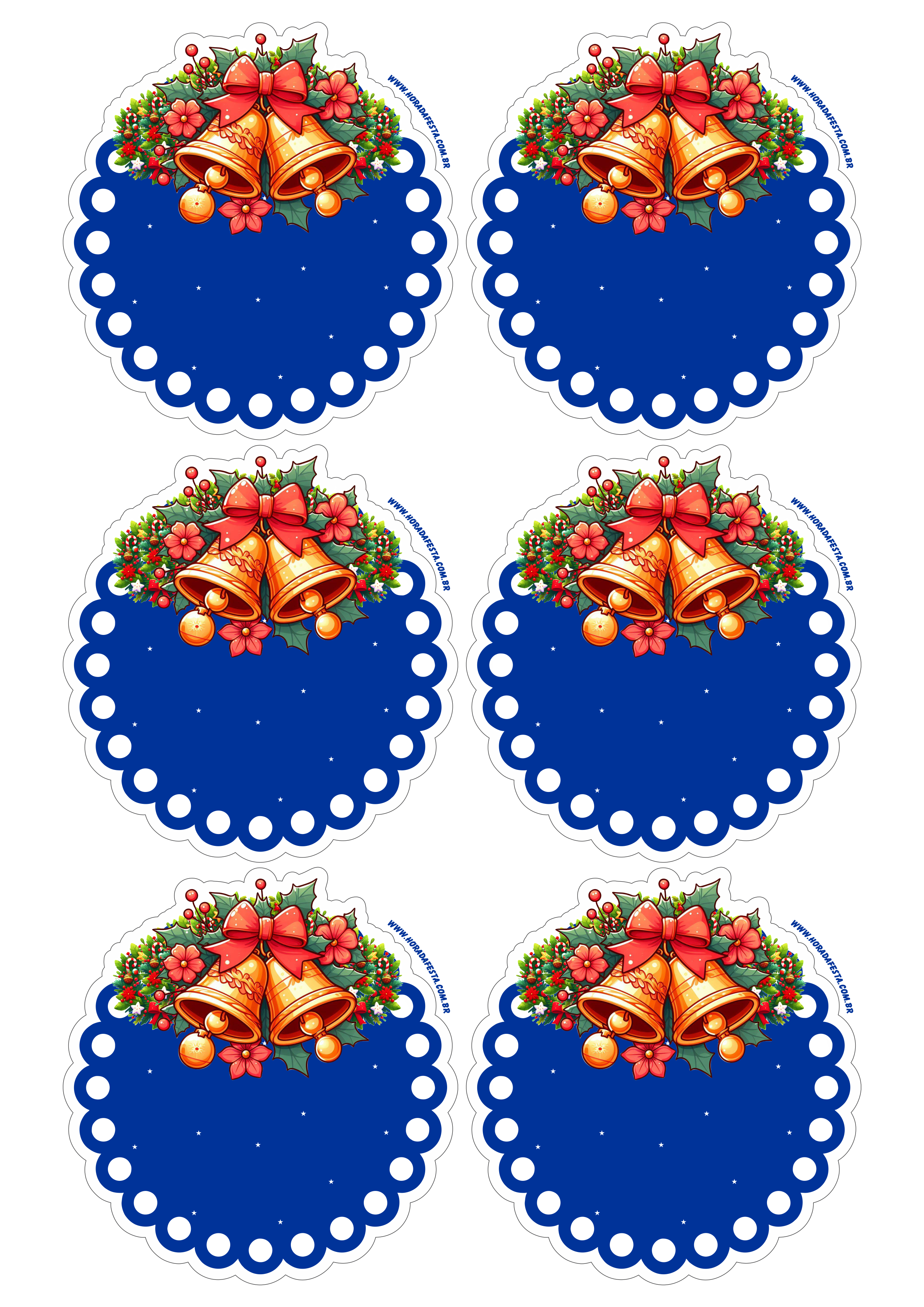 Decoração de natal adesivo tag sticker azul com contorno 6 imagens png