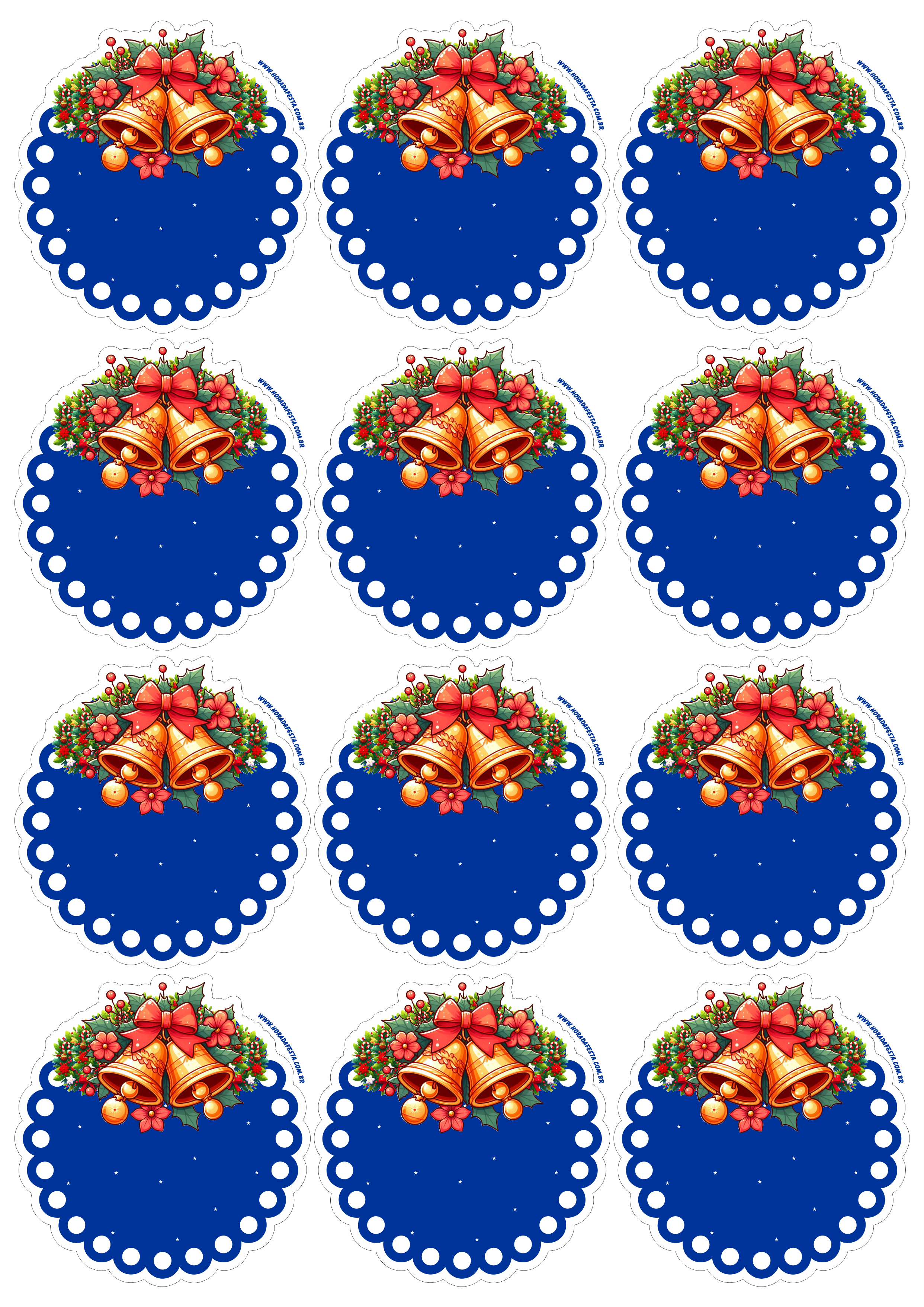 Decoração de natal adesivo tag sticker azul com contorno 12 imagens png