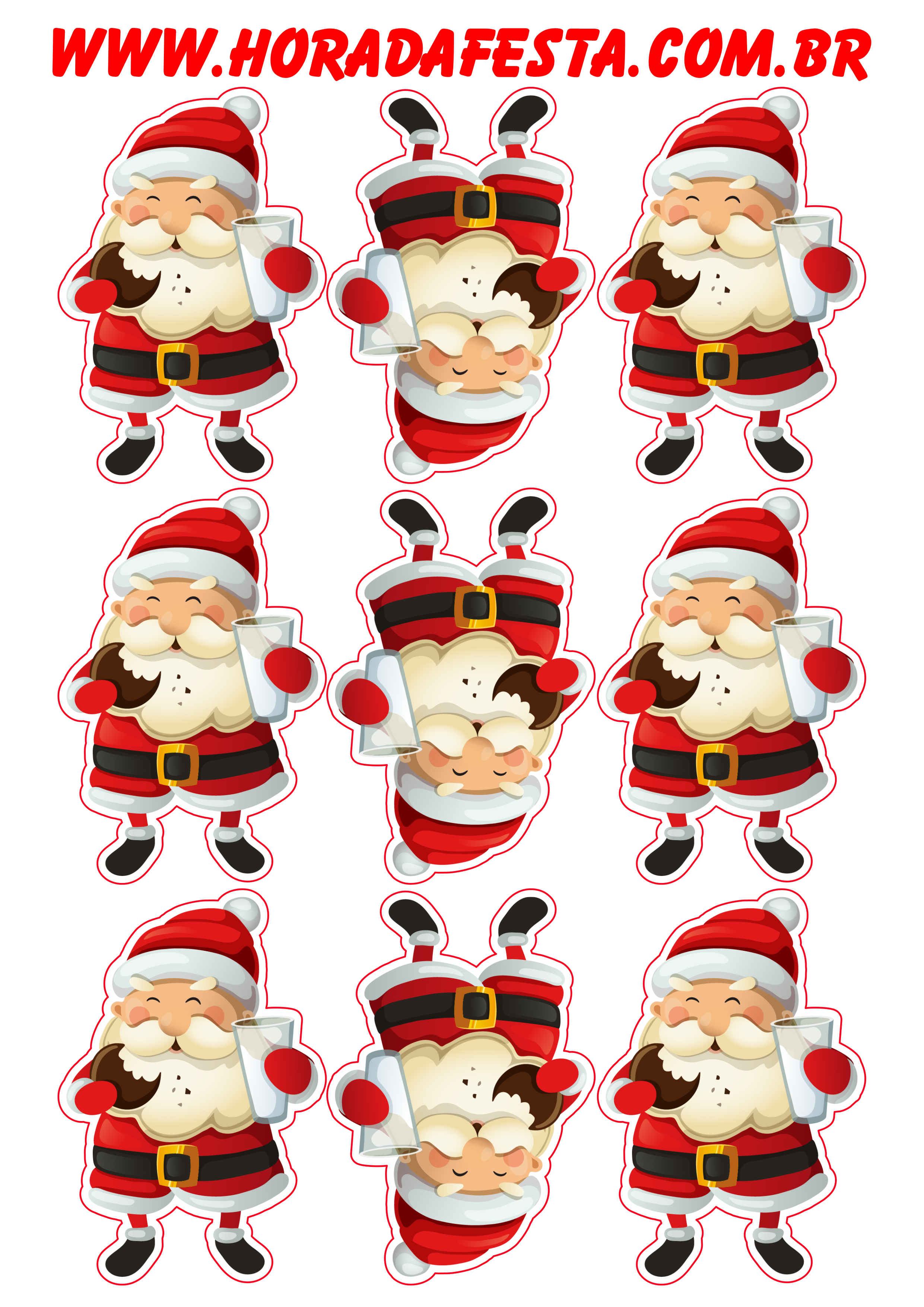 Decoração de natal adesivos para imprimir Papai Noel comendo biscoito png