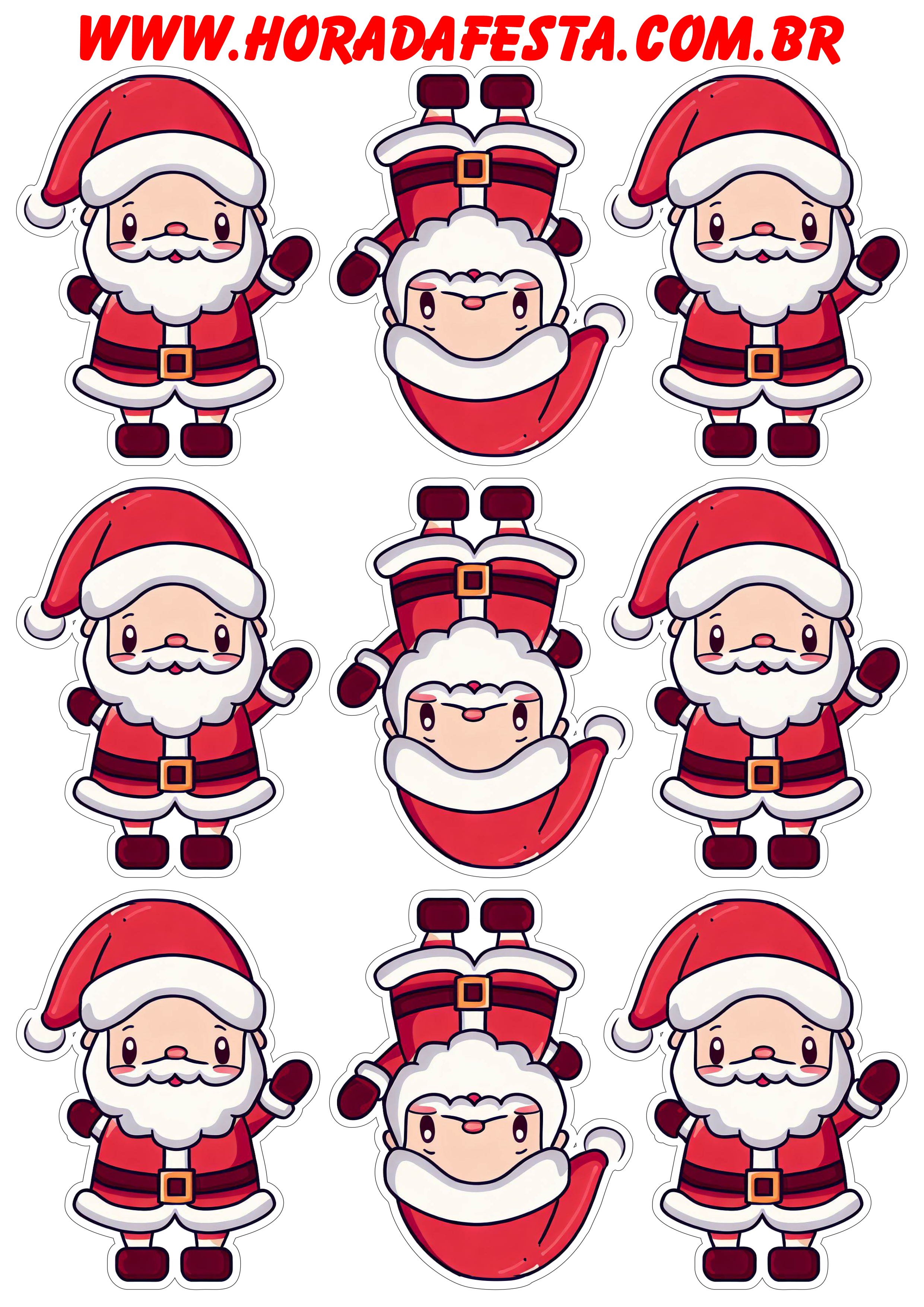 Decoração de natal adesivos para imprimir Papai Noel fofinho papelaria criativa renda extra com impressos png