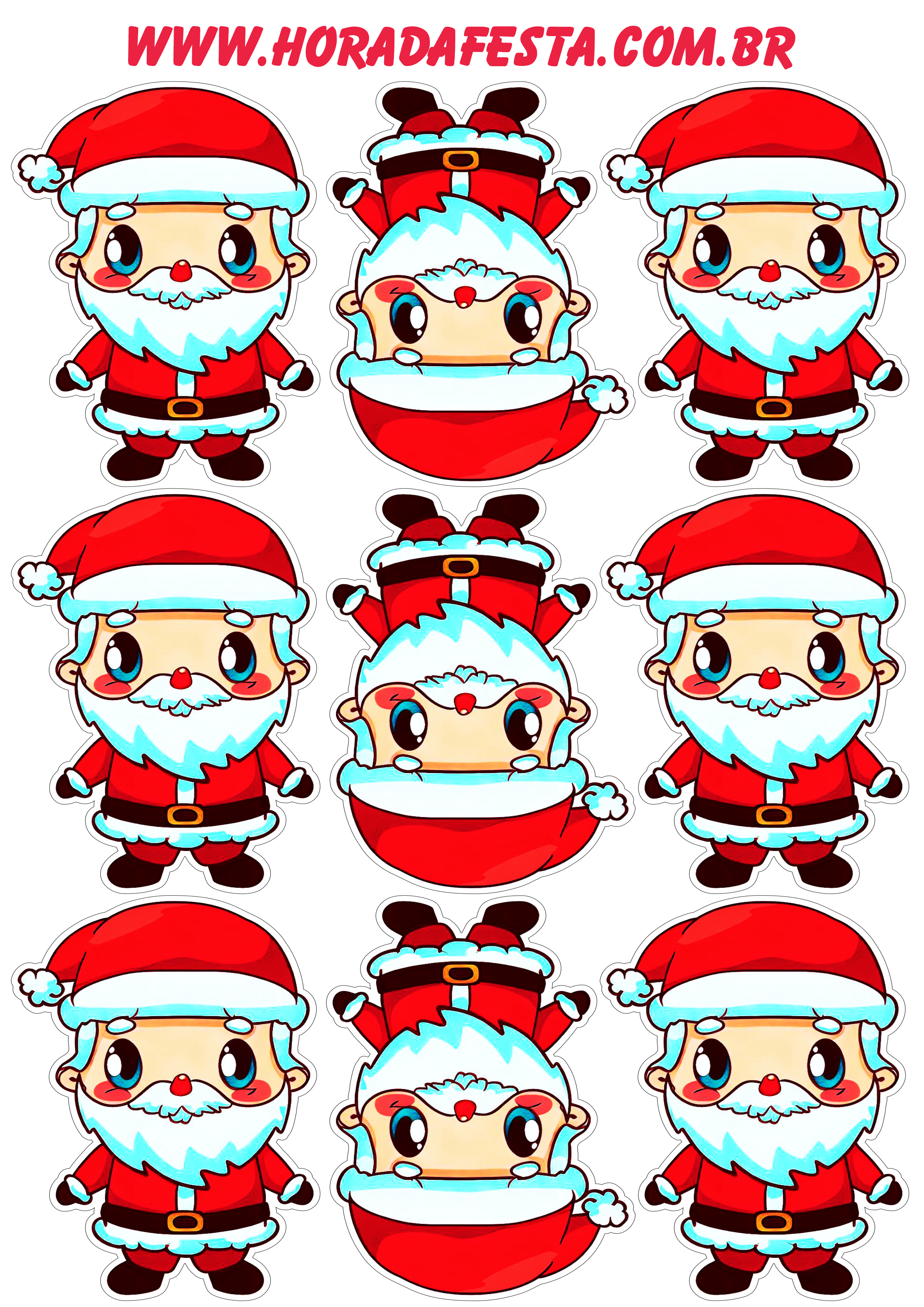 Decoração de natal adesivos para imprimir Papai Noel fofinho artes gráficas renda extra com personalizados pronto para imprimir png