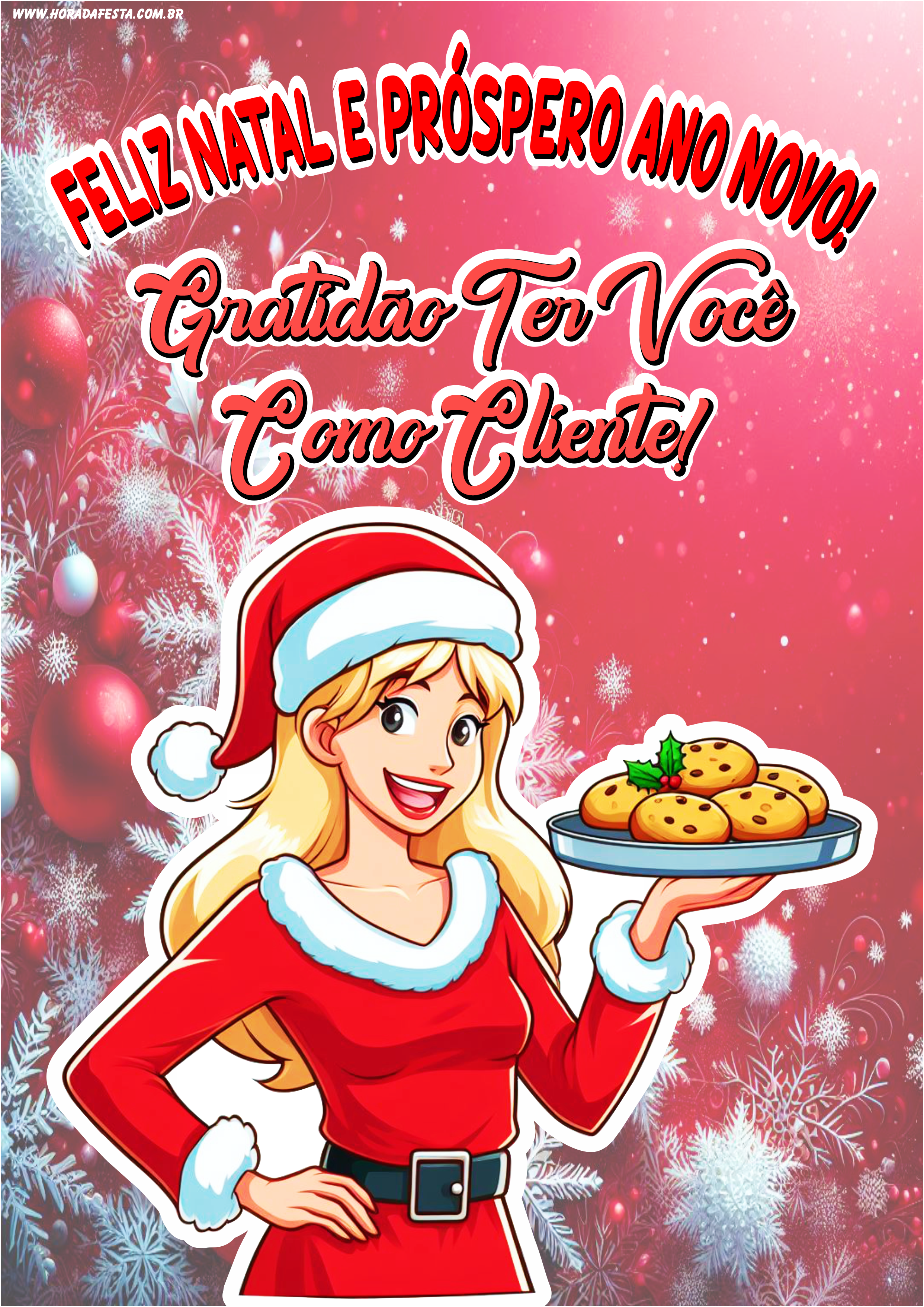 Feliz Natal e próspero ano novo cartão de agradecimento para cliente pronto para imprimir artes gráficas png