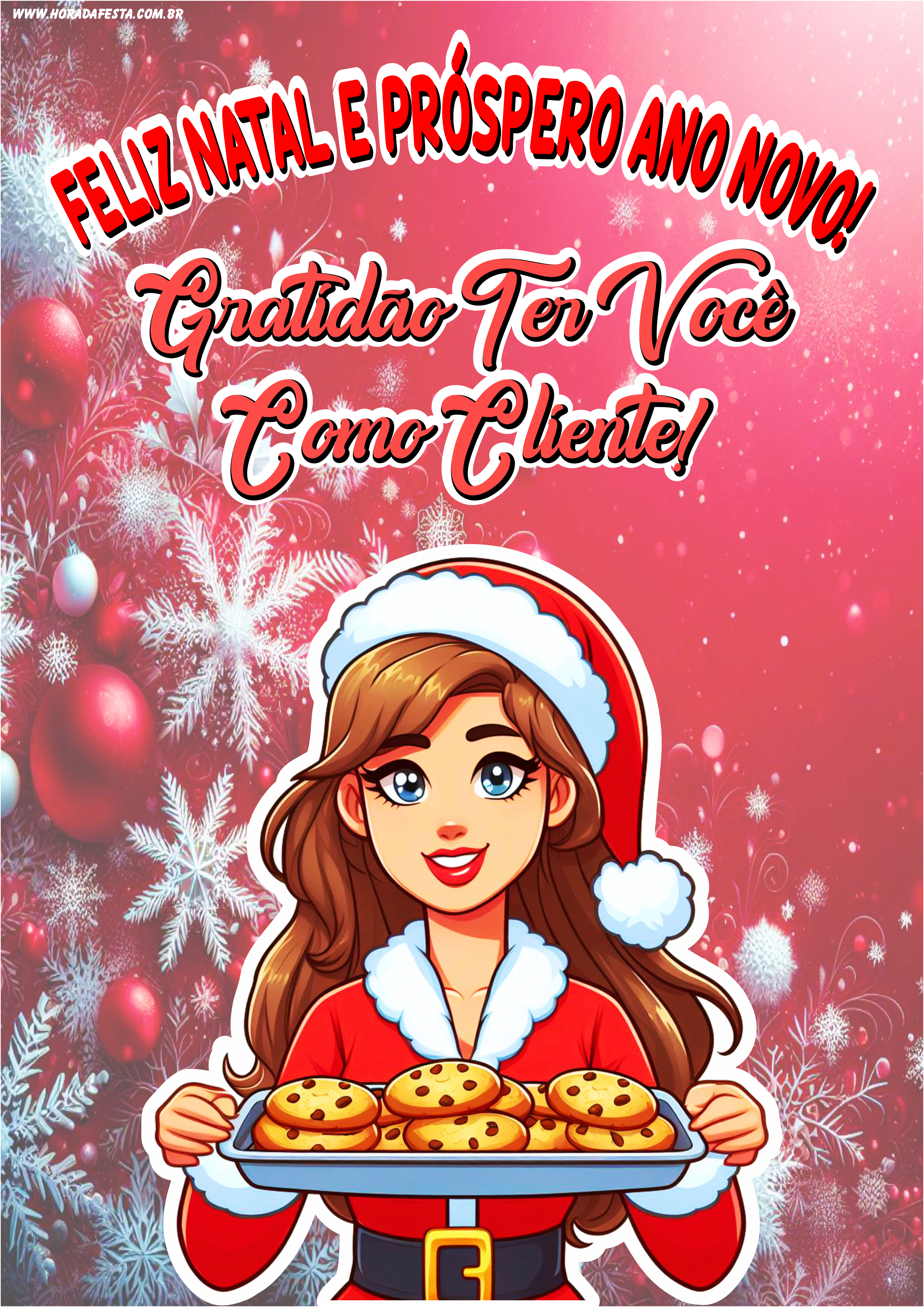 Feliz Natal e próspero ano novo cartão de agradecimento para cliente pronto para imprimir artes gráficas renda extra png