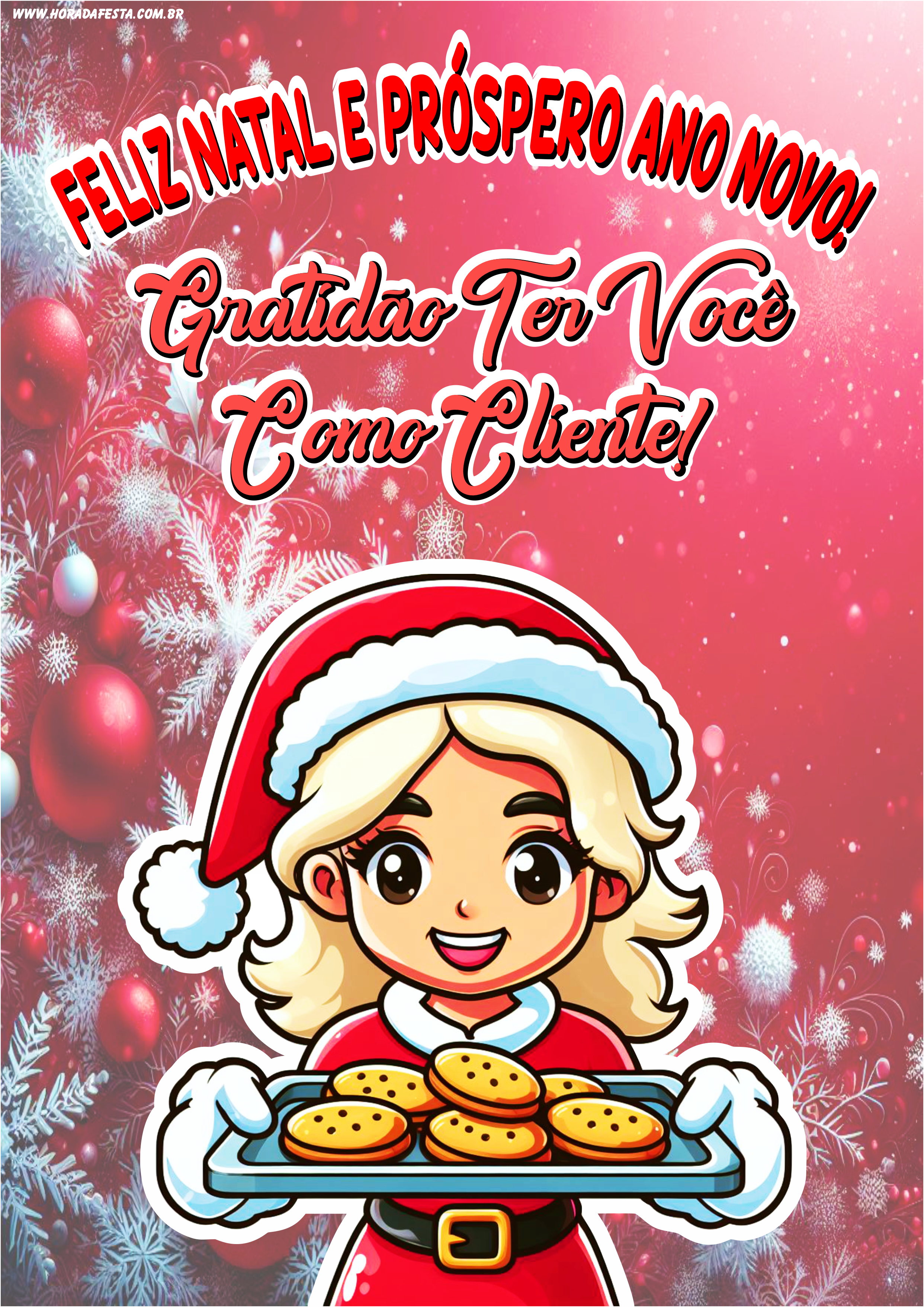 Feliz Natal e próspero ano novo cartão de agradecimento para cliente pronto para imprimir png