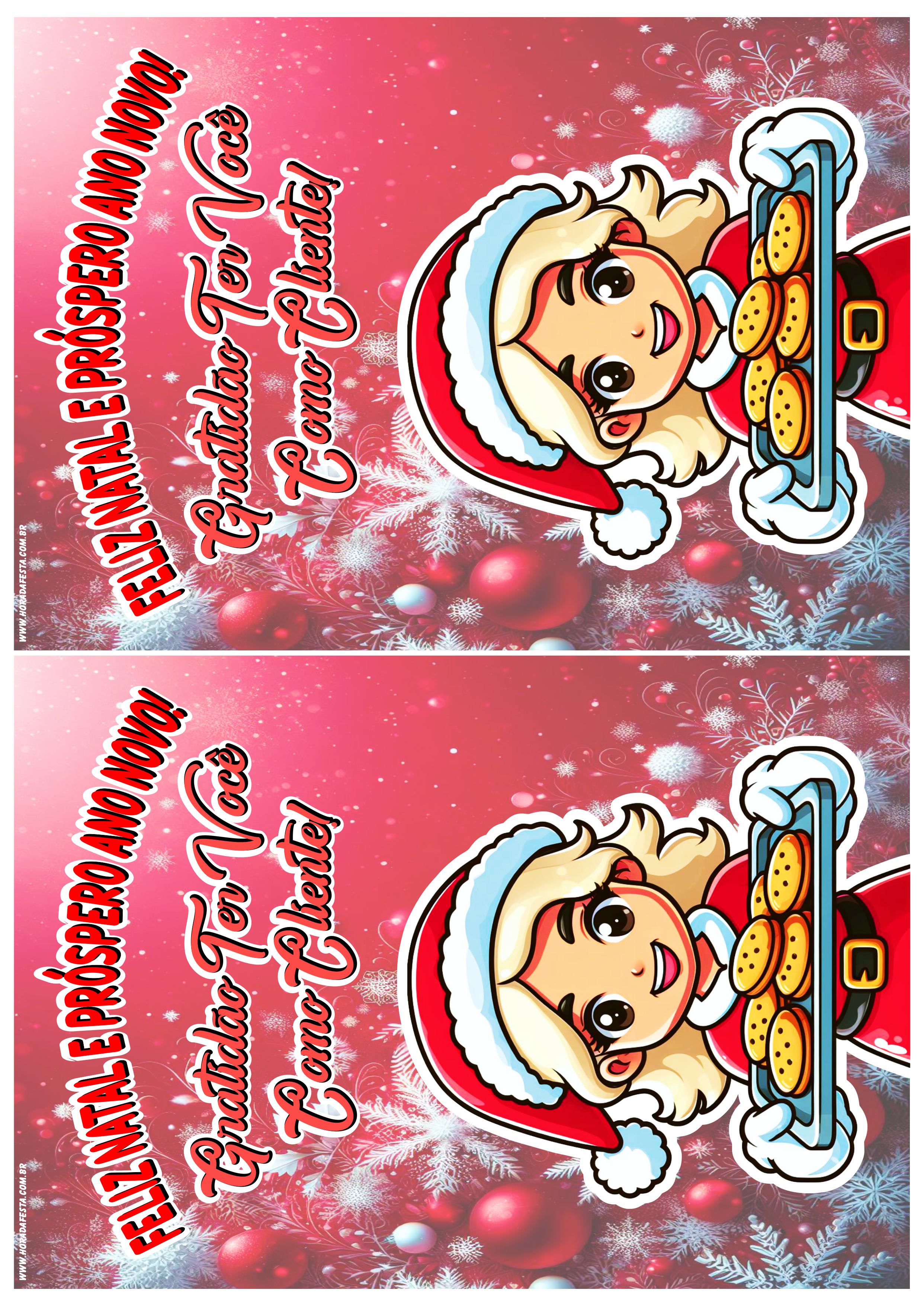 Feliz Natal e próspero ano novo cartão de agradecimento para cliente pronto para imprimir 2 imagens png