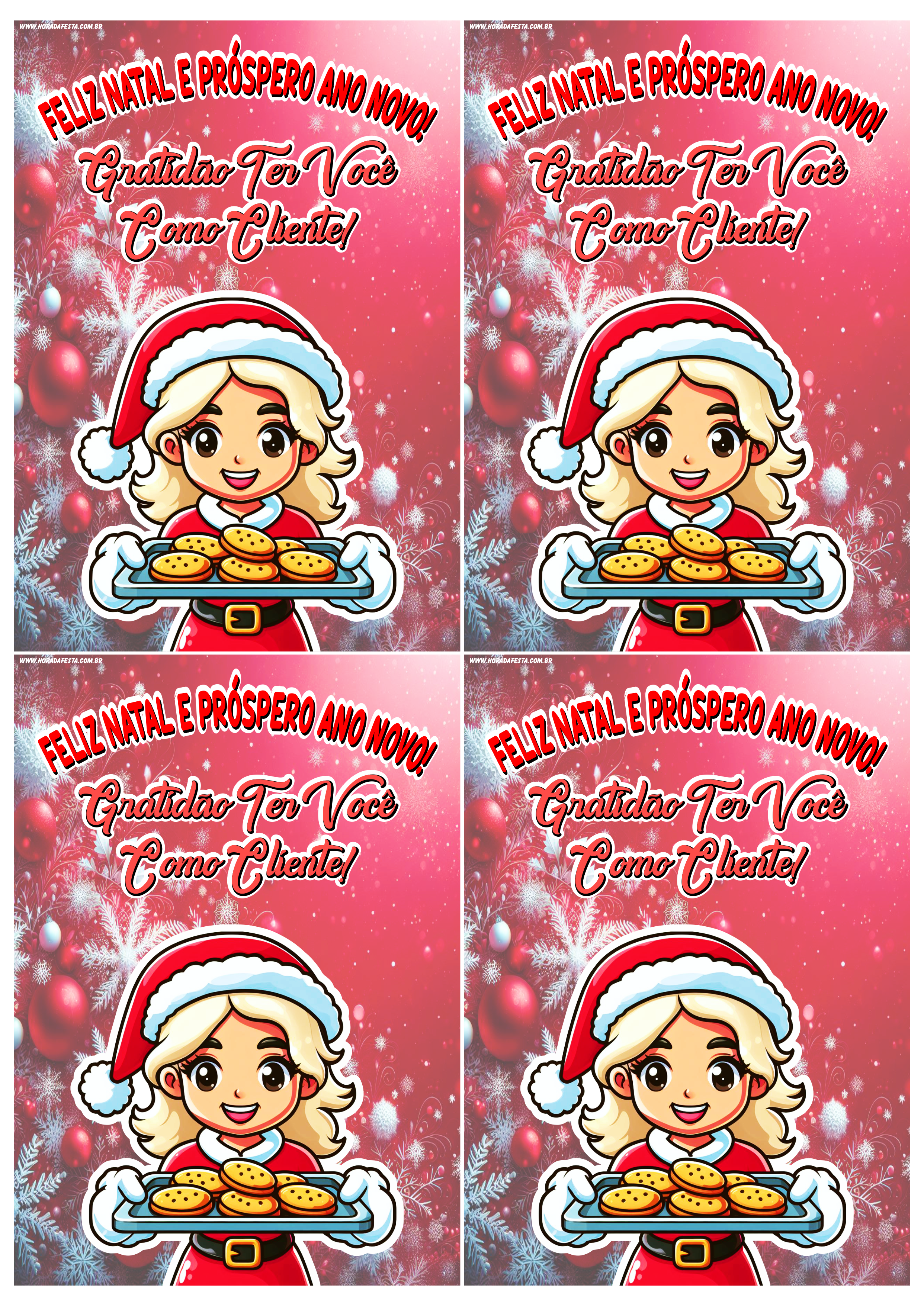 Feliz Natal e próspero ano novo cartão de agradecimento para cliente pronto para imprimir 4 imagens png