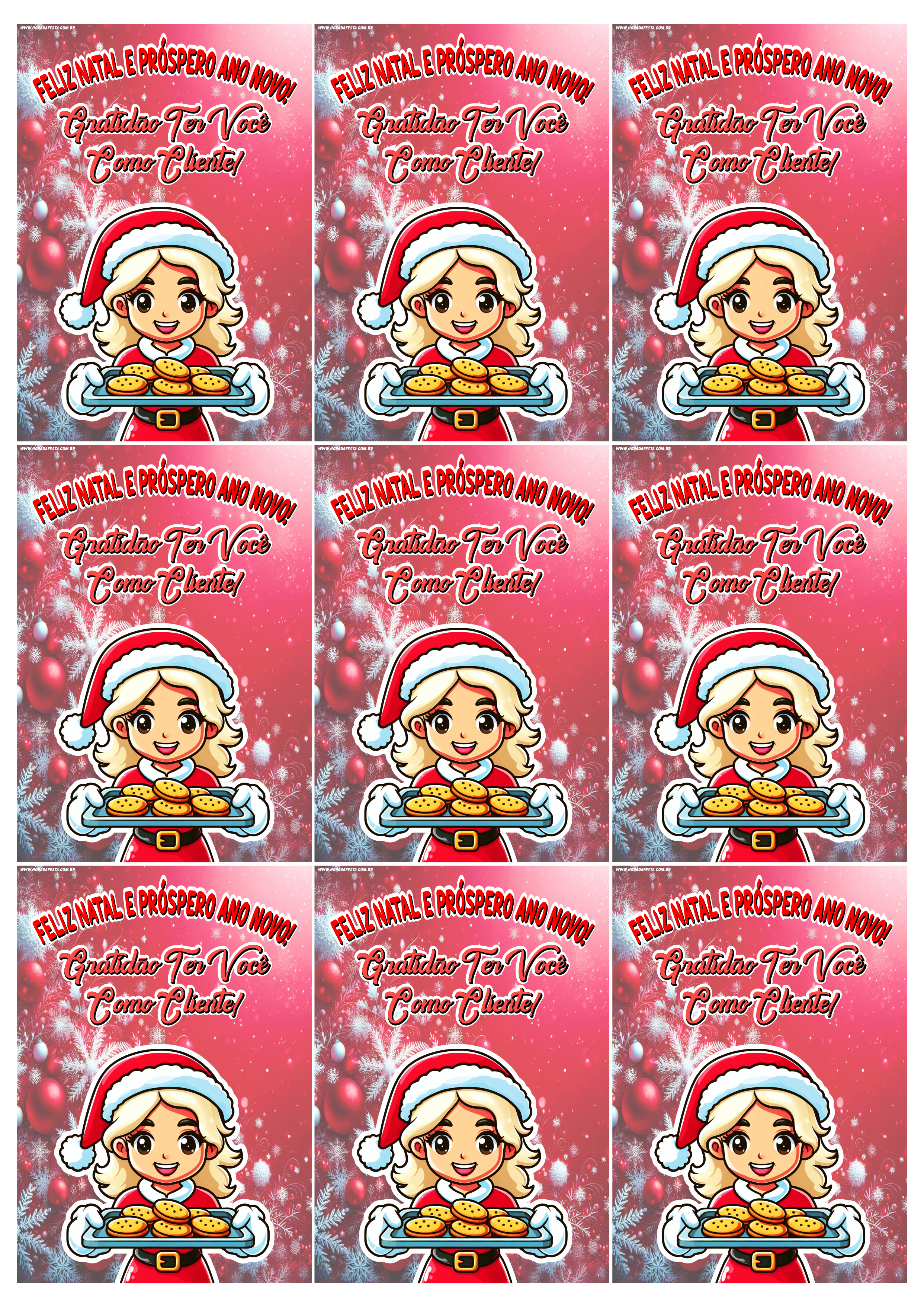 Feliz Natal e próspero ano novo cartão de agradecimento para cliente pronto para imprimir 9 imagens png