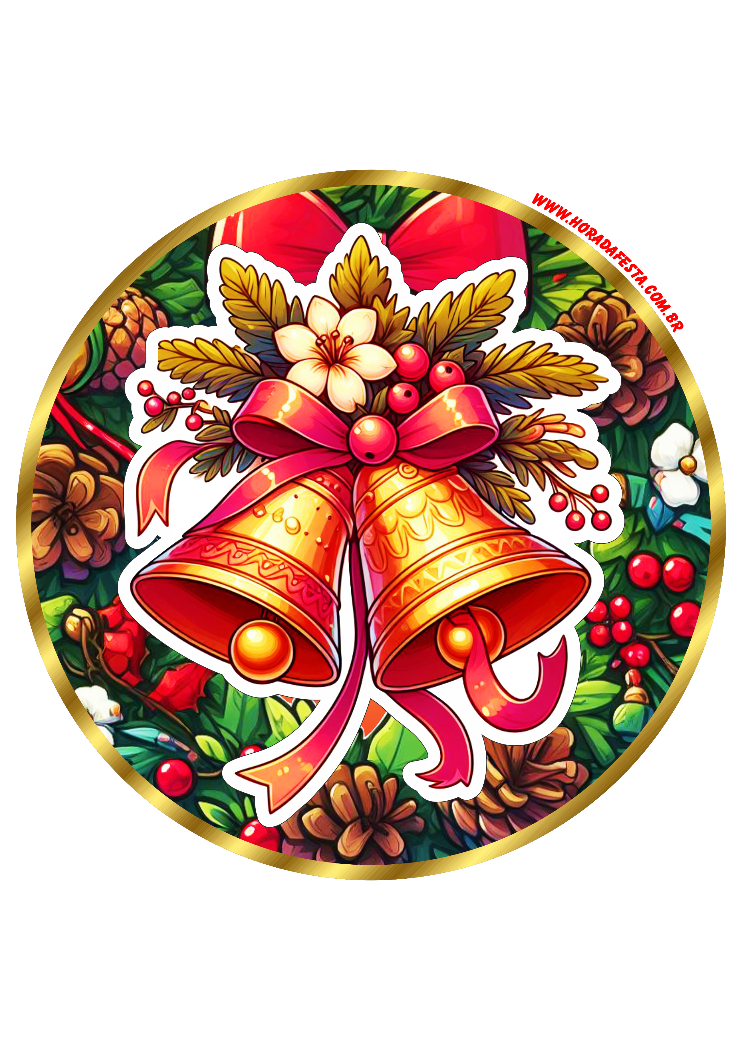 Decoração de Natal adesivo redondo painel feliz natal dourado artigos de papelaria sinos de Belém png