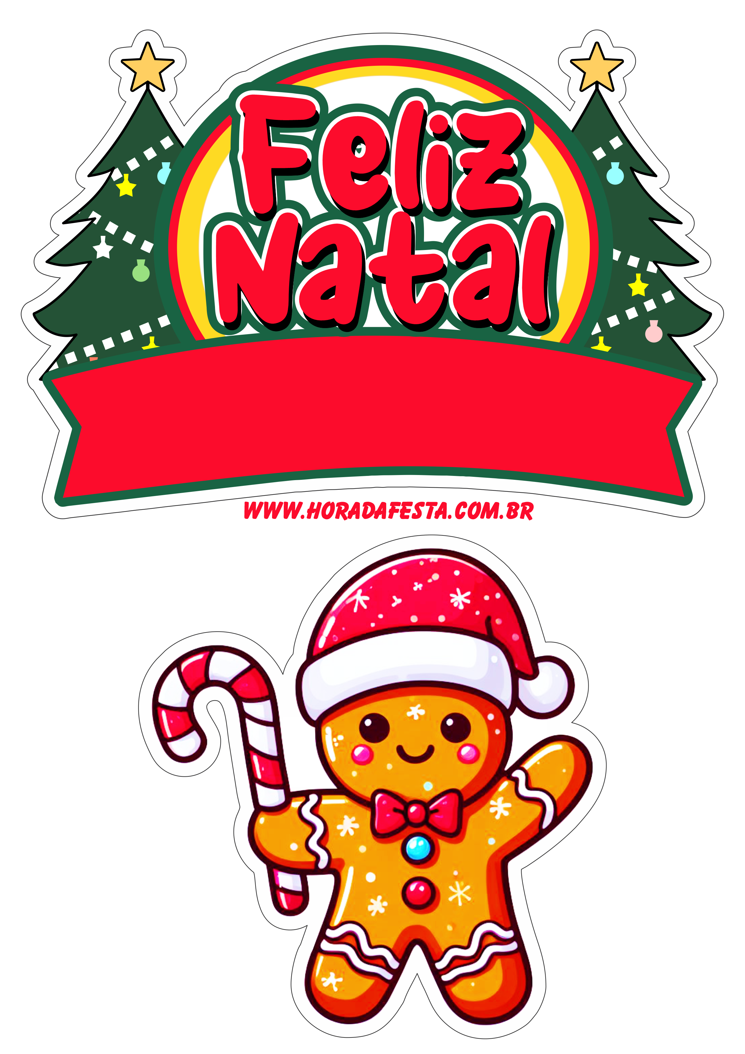 Feliz Natal! - Topper de Bolo - Adesivos - PNG - Flâmulas GRÁTIS