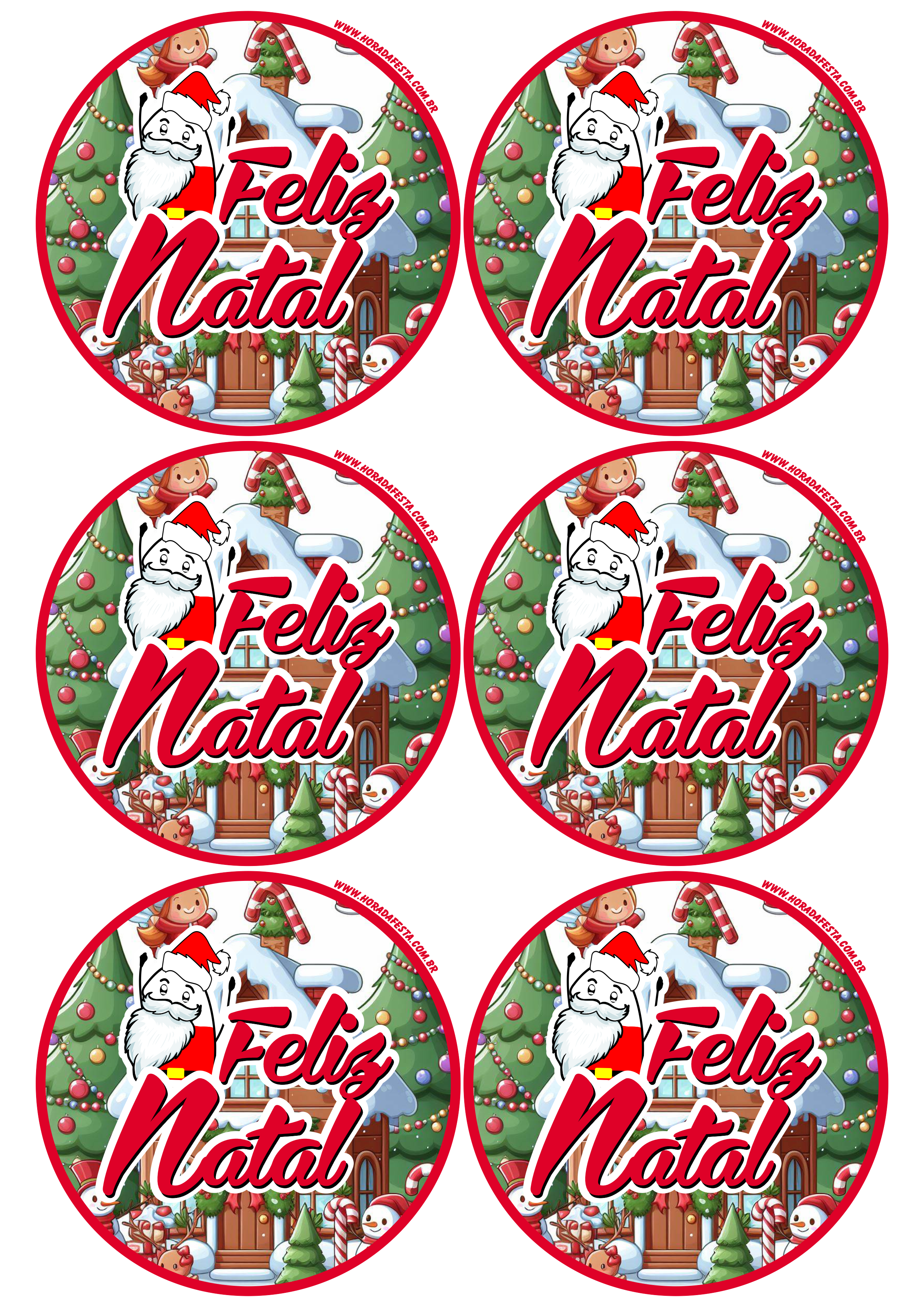 Decoração de Natal adesivo redondo painel tag sticker faça a sua festa artigos de papelaria 6 imagens png