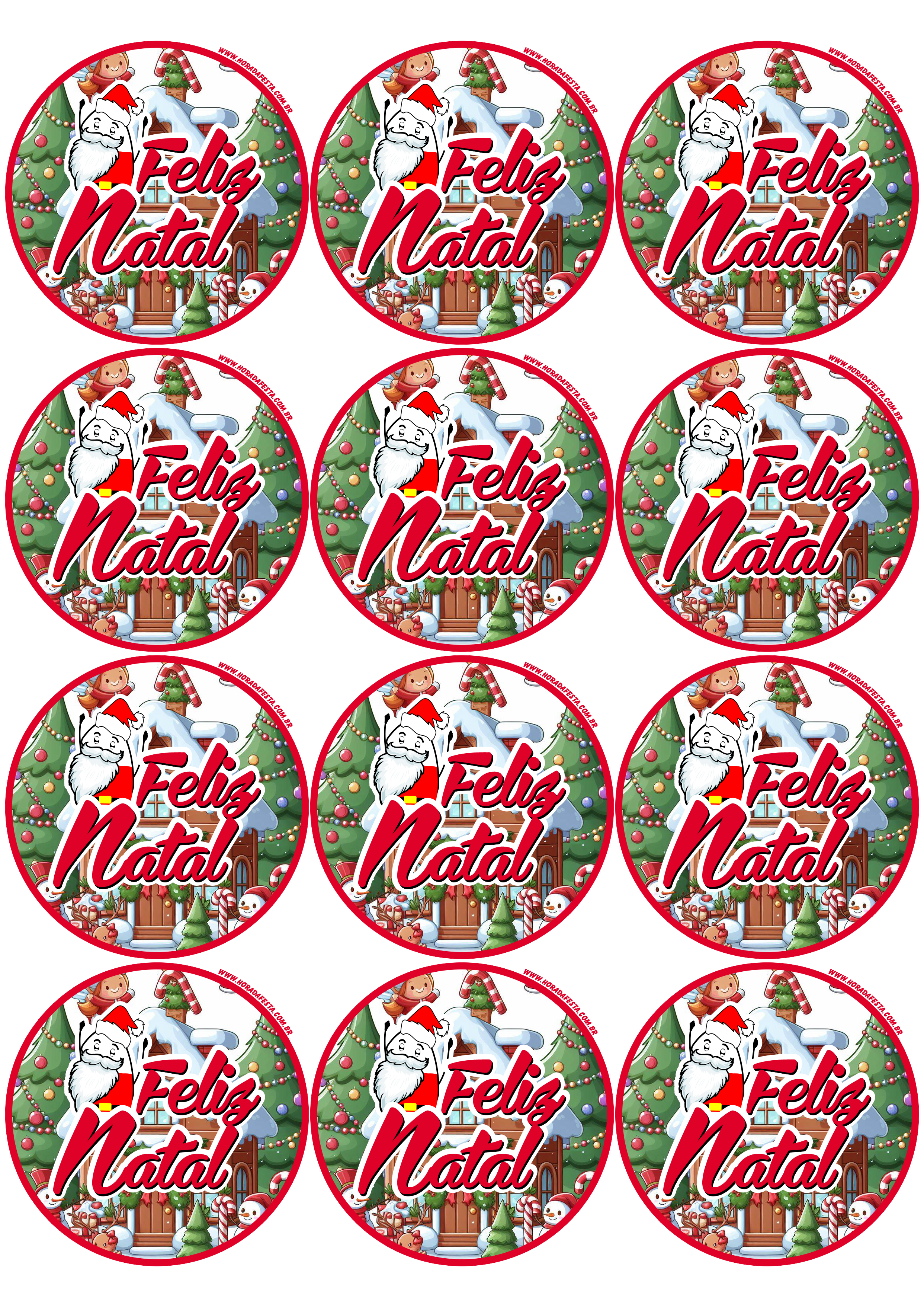 Decoração de Natal adesivo redondo painel tag sticker faça a sua festa artigos de papelaria 12 imagens png