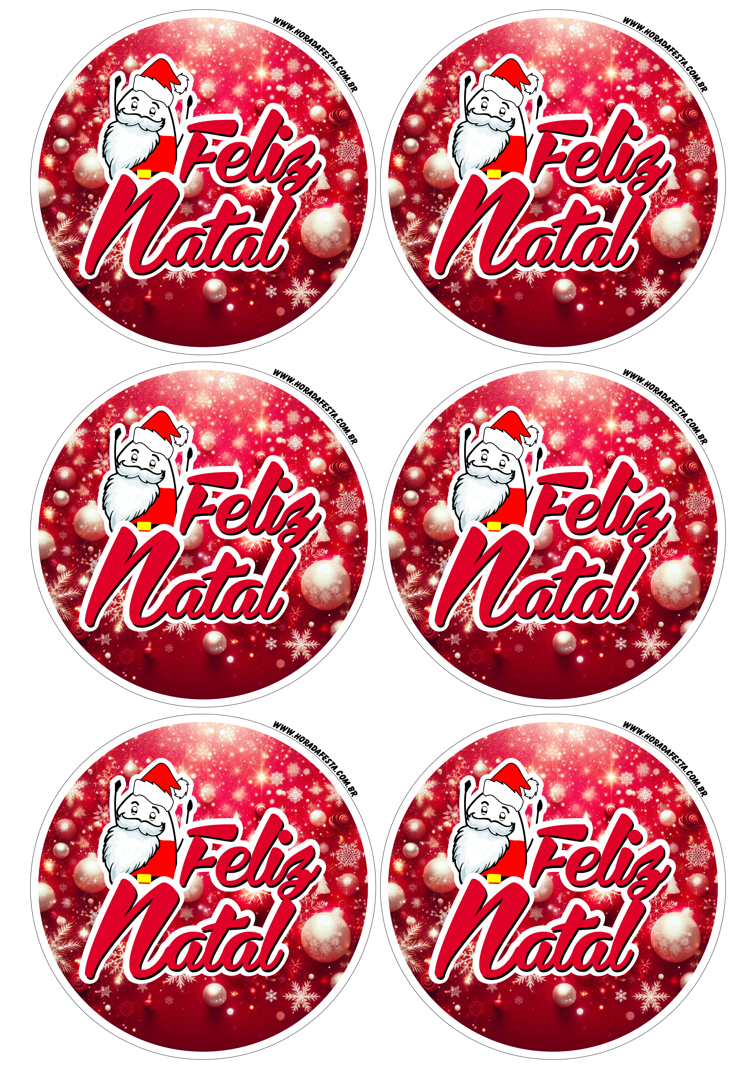 Decoração de Natal adesivo brilhante redondo tag sticker 6 imagens png