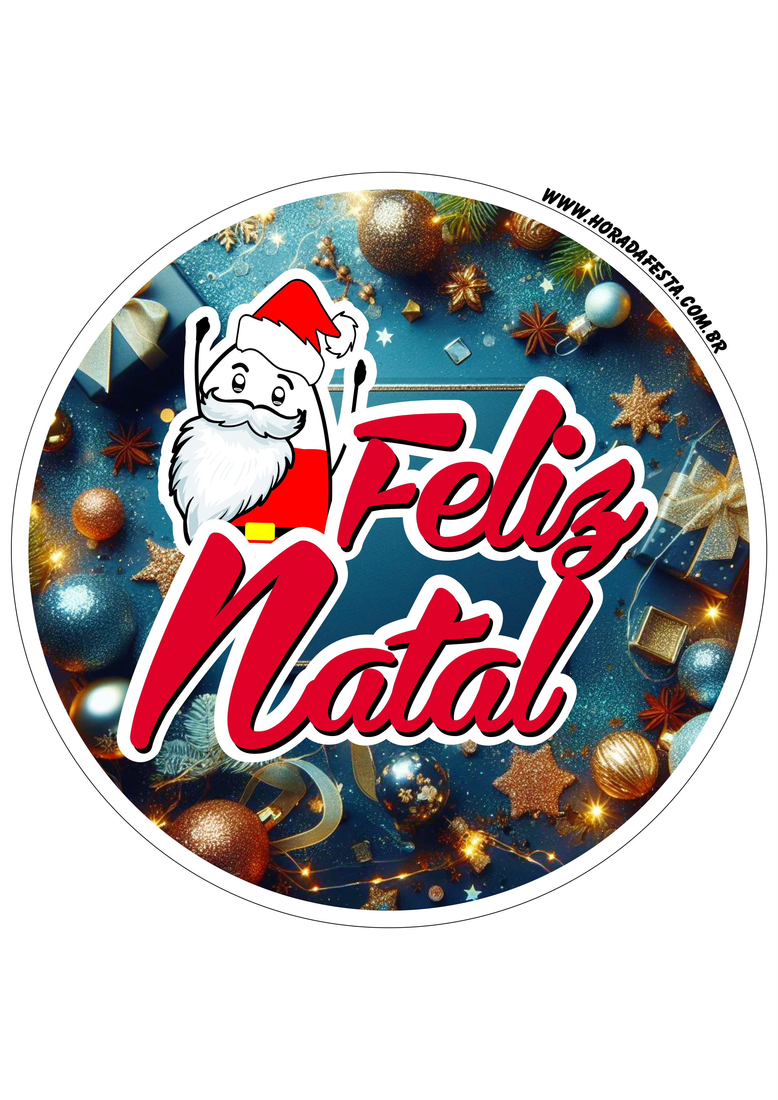 Decoração de Natal adesivo redondo painel tag sticker faça a sua festa png