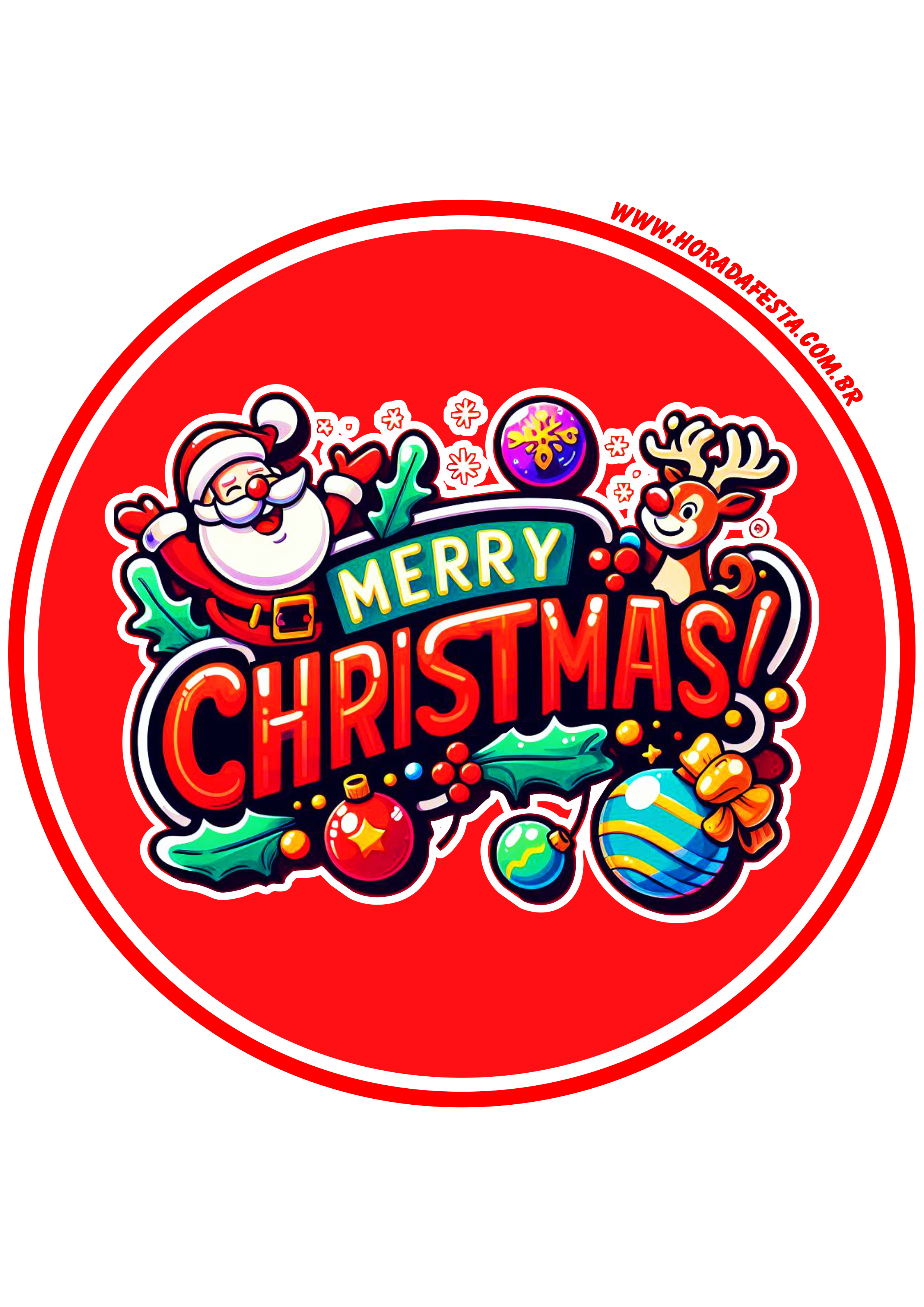Merry Christmas adesivo redondo painel decoração png