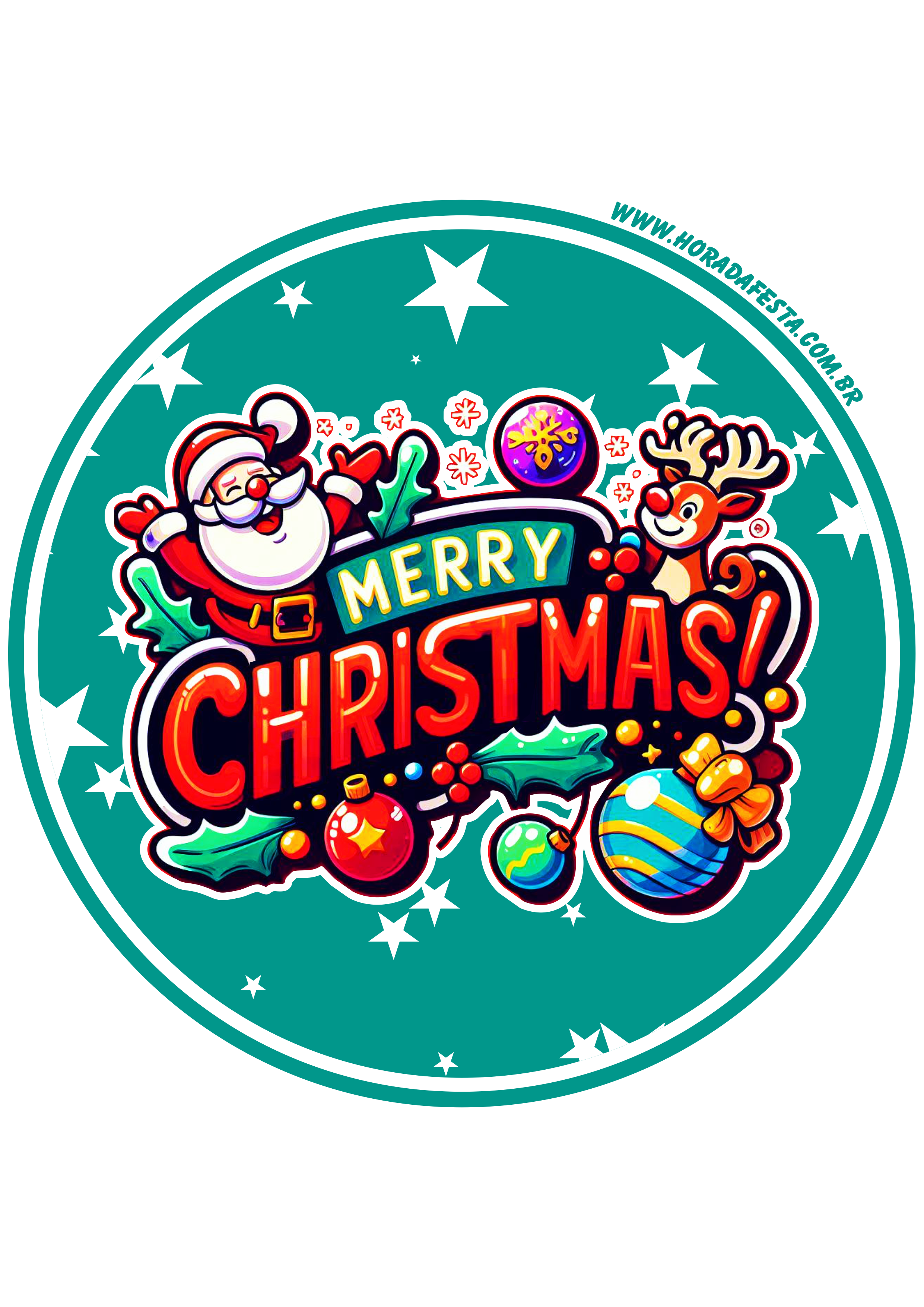 Merry Christmas adesivo redondo painel decoração de natal renda extra com personalizados png